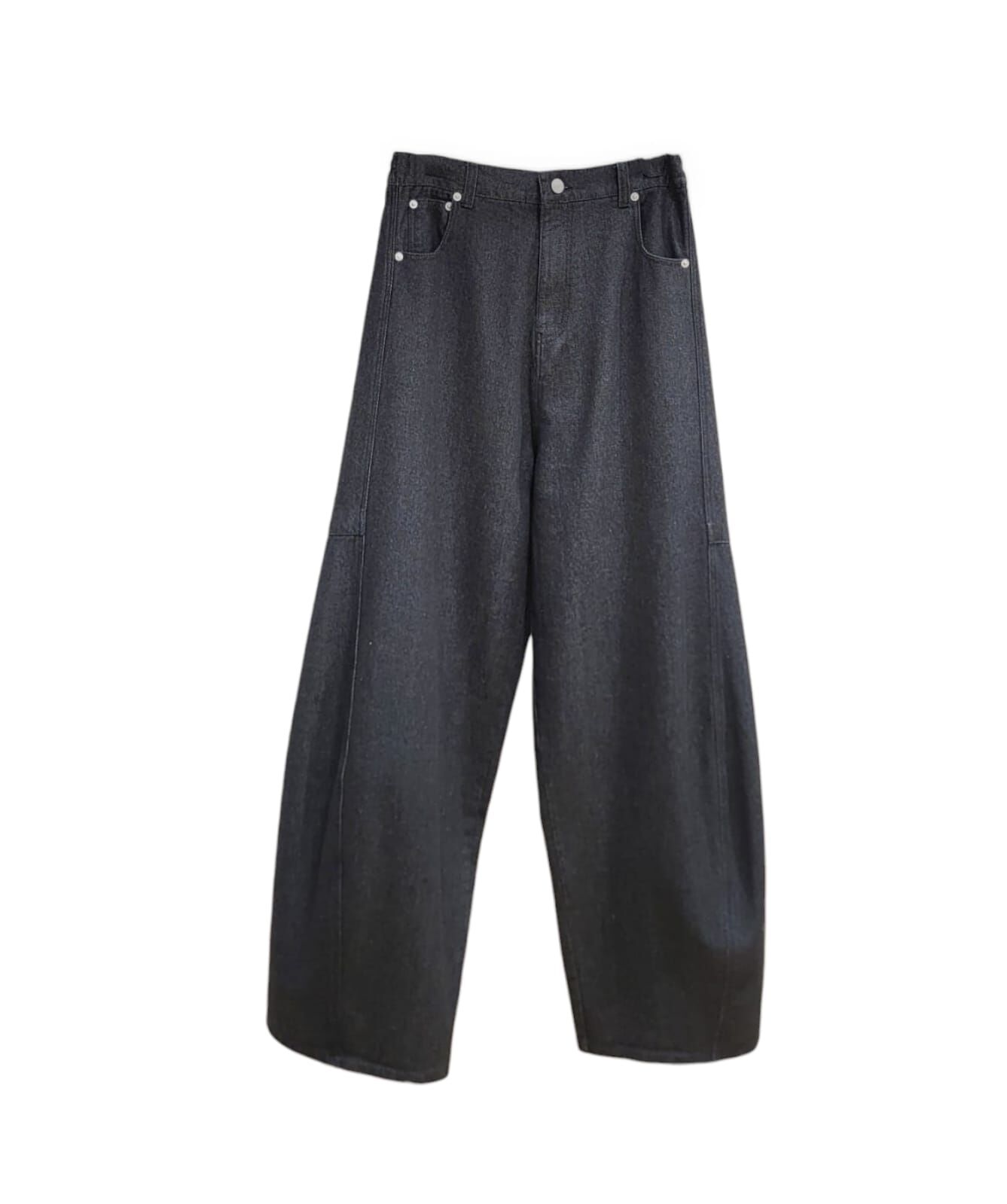A19 #23571  洗水刀型闊褲 - 黑色