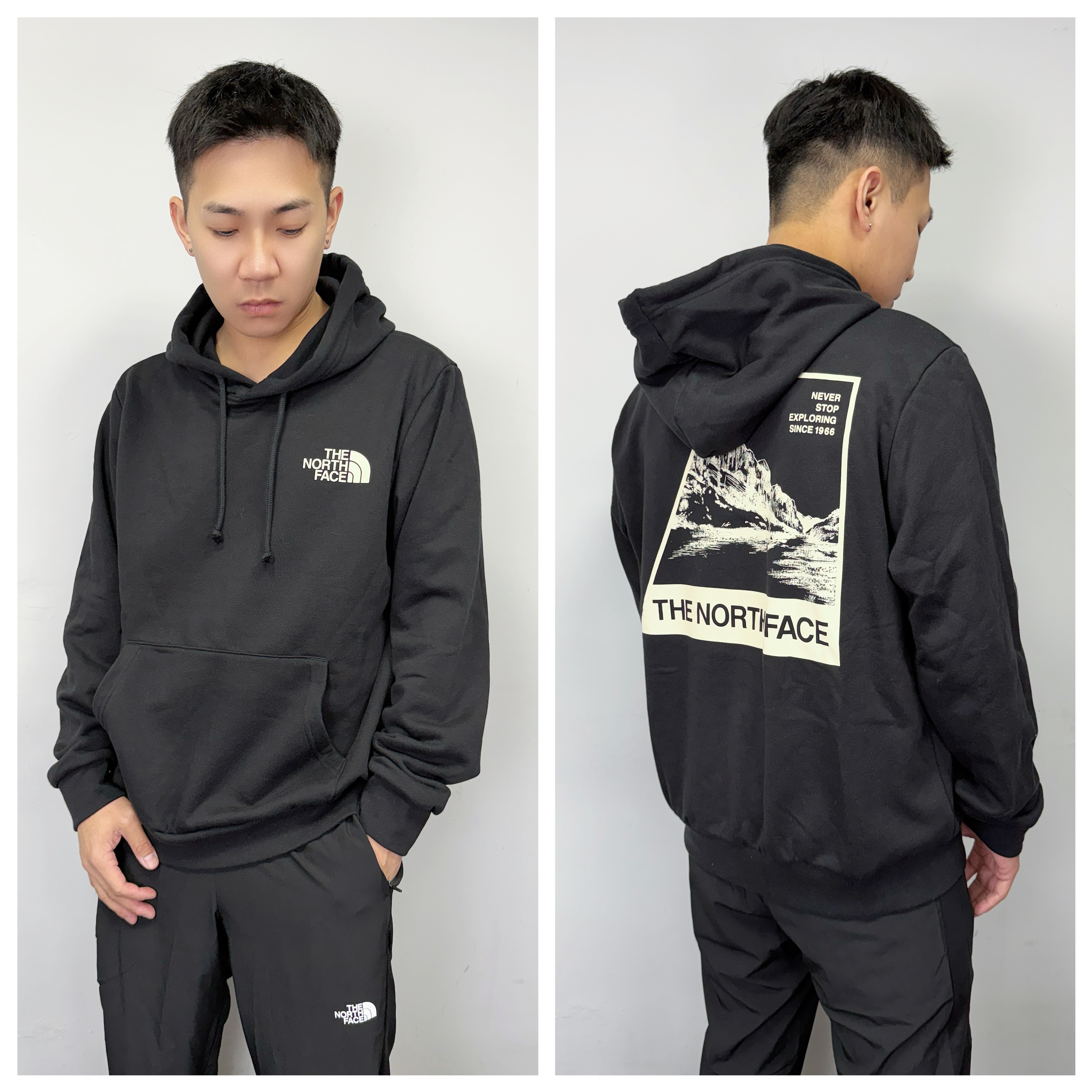 The north face 北臉 背後山景圖 內刷毛 帽T 長袖上衣
