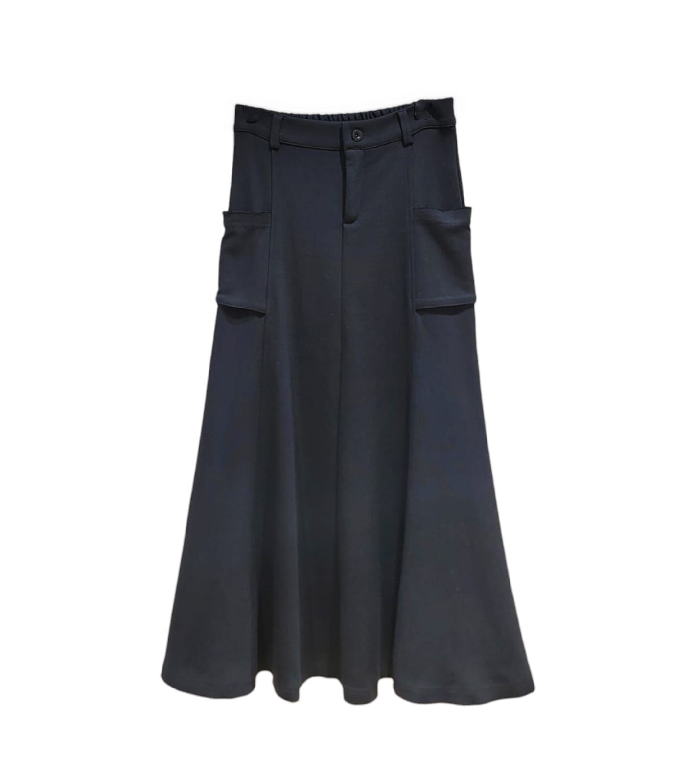 A21 #23626  棉料則雙袋傘裙 - 黑色