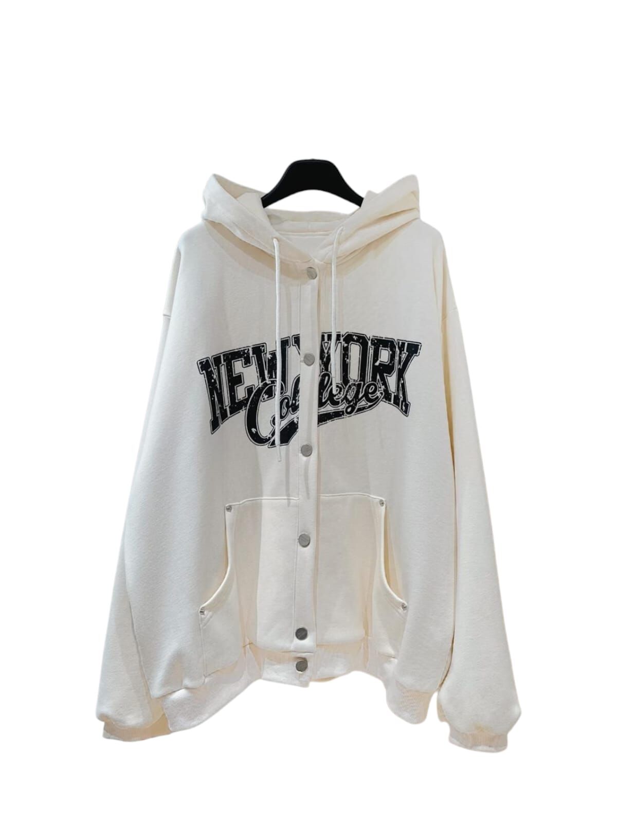 A23 #23766 前後拼布雙面有帽衛衣外套 - 白色