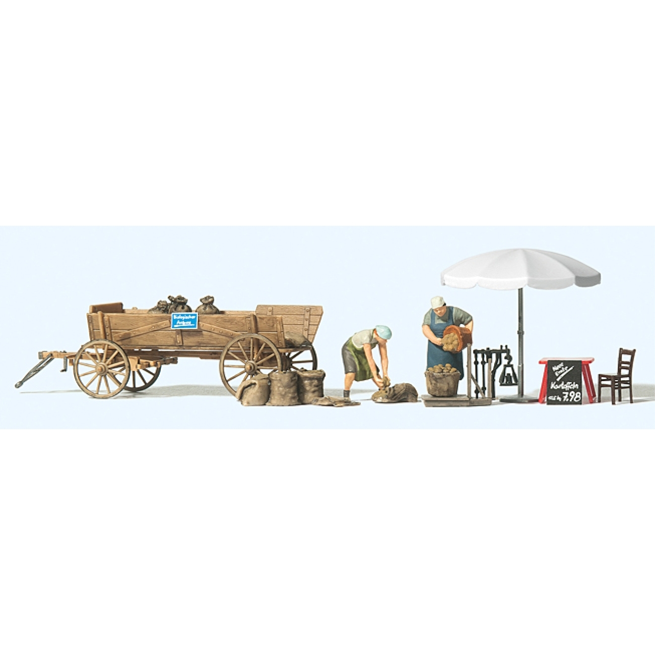 Preiser 10742 HO規 市場攤位出售土豆