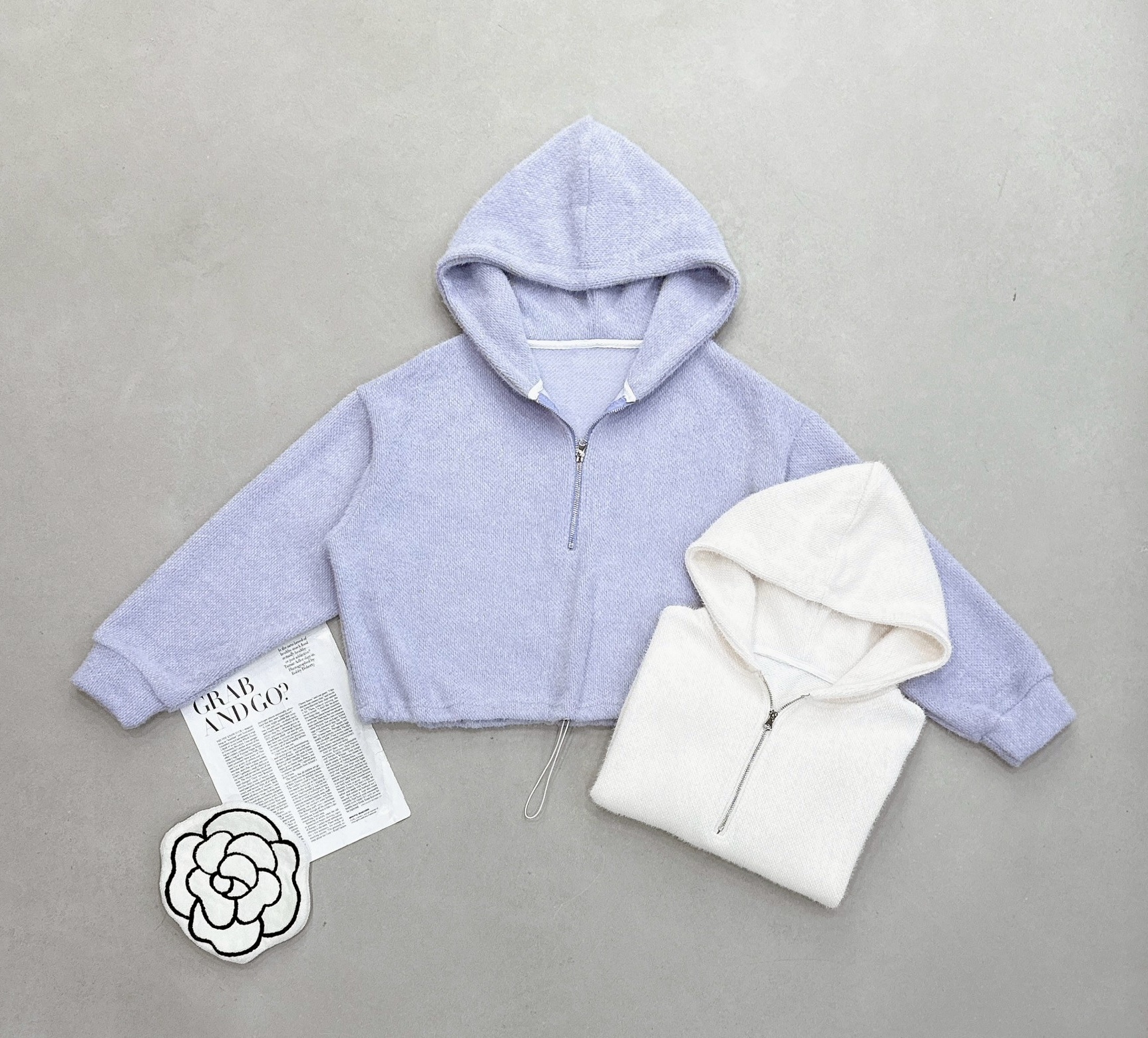 前拉鍊海馬毛連帽上衣