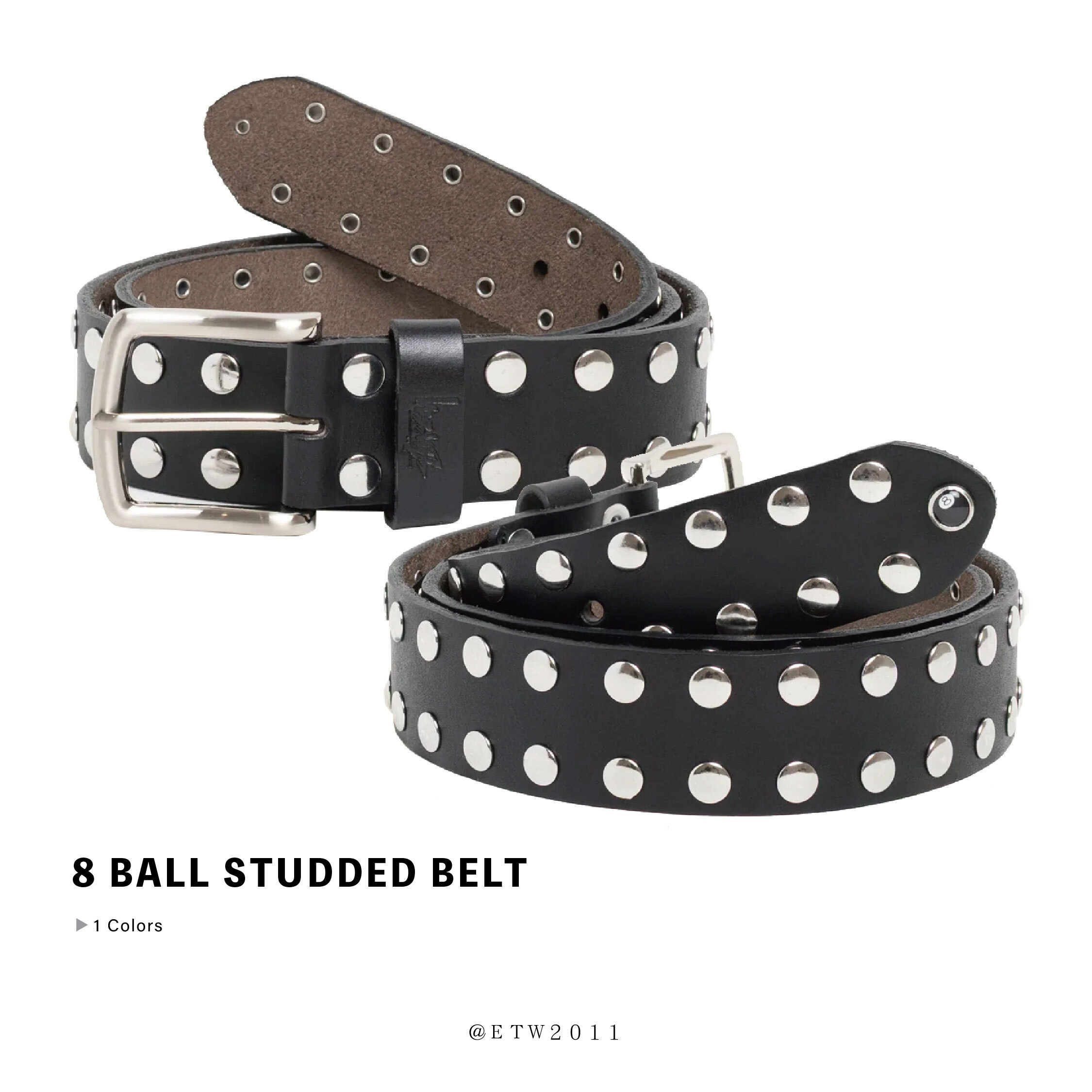 ☆ETW☆【EASY TO WEAR】Stussy 8 BALL STUDDED BELT 皮帶 配件 皮革 八號球