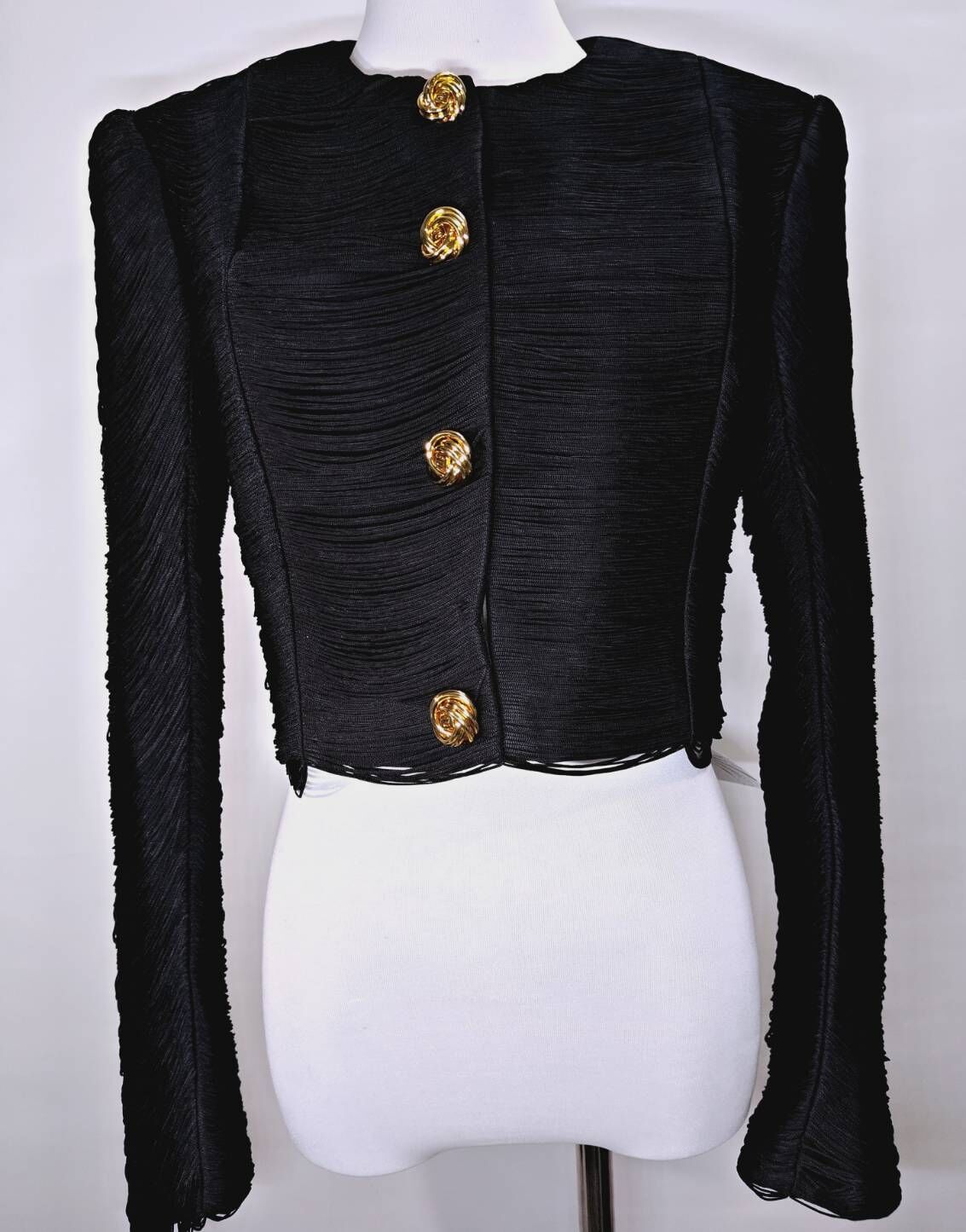 日系流蘇紋理金釦短版外套C74