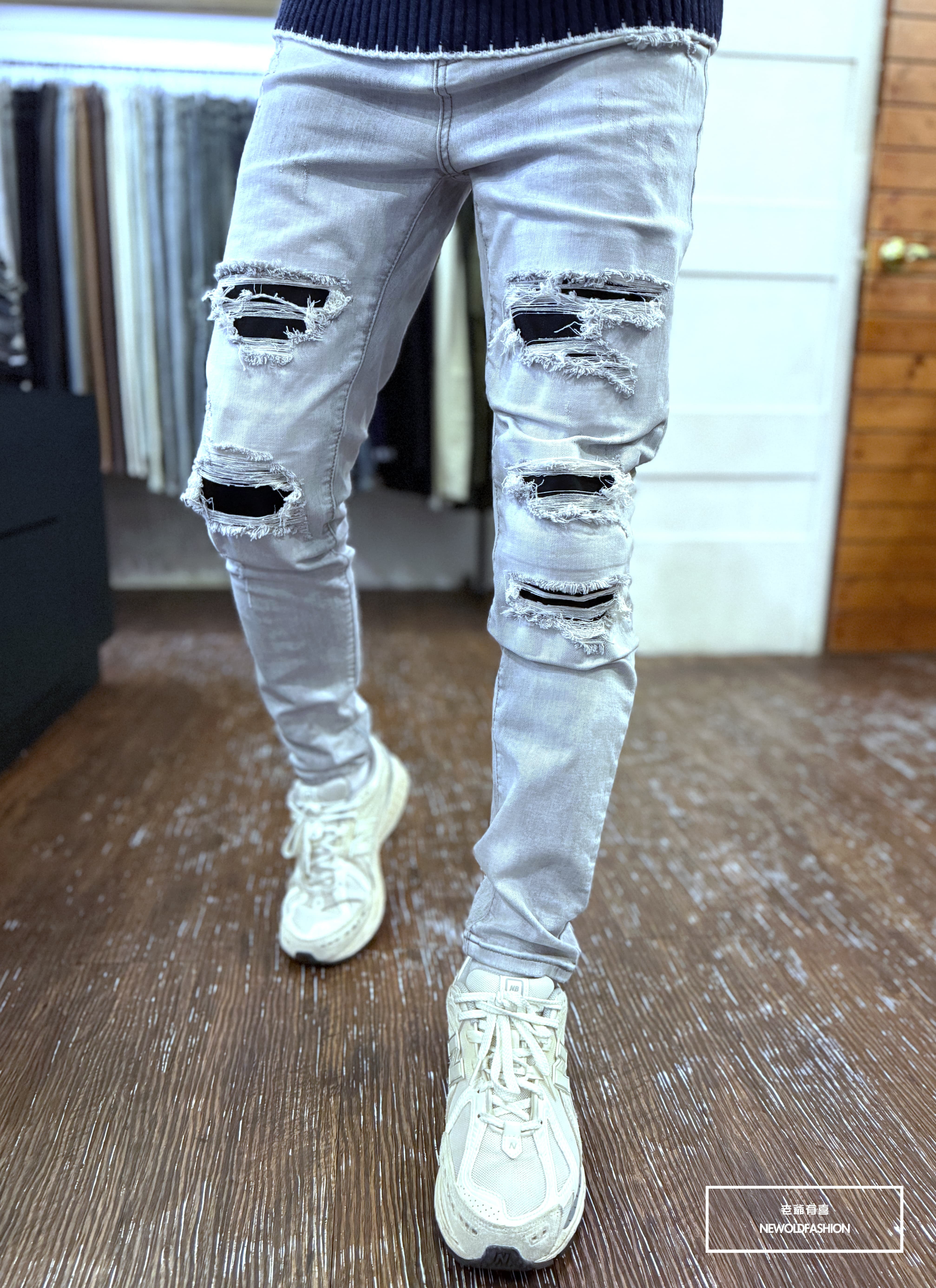 『 官網限定』重磅霧霾灰補丁小直筒(NOF25123081)