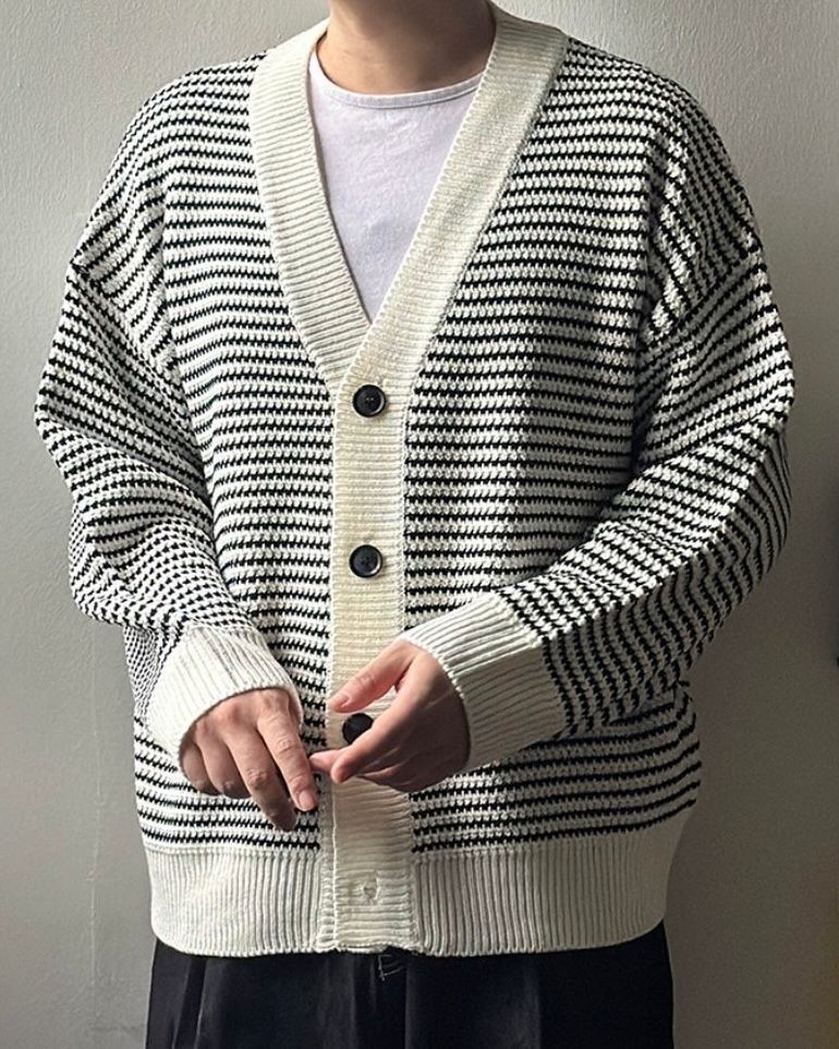 橫間開胸針織外套 JK2636