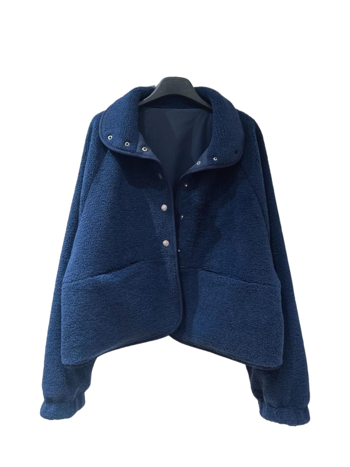 A31 #23775 企領包邊毛毛褸- 藍色