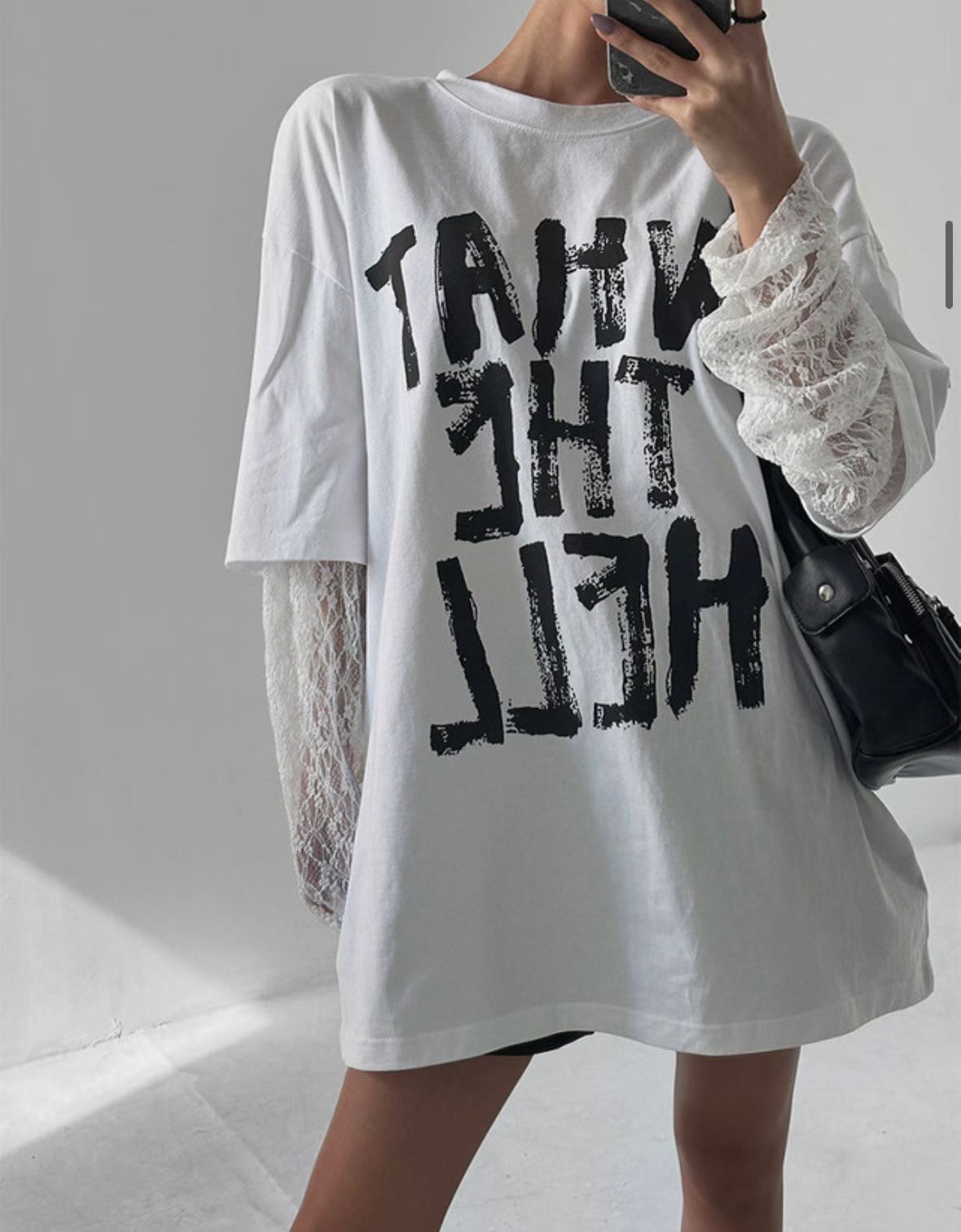 拼喱士袖英文字長袖衫(女裝) Okie-001T