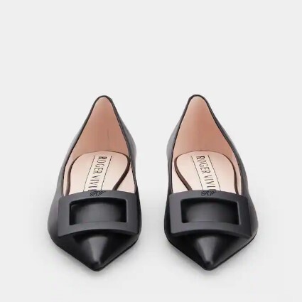 1FF0101-105 ROGER VIVIER Gommettine Ballerinas in Leather Black (SS26) #RVW57527920NK0B999 (S-EU-E)