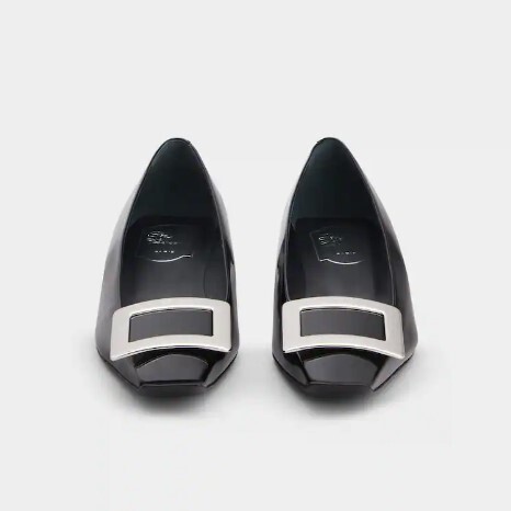 1FF0101-107 ROGER VIVIER Belle Vivier Ballerinas in Patent Leather Black (SS26) #RVW00700920D1PB999 (S-EU-E)