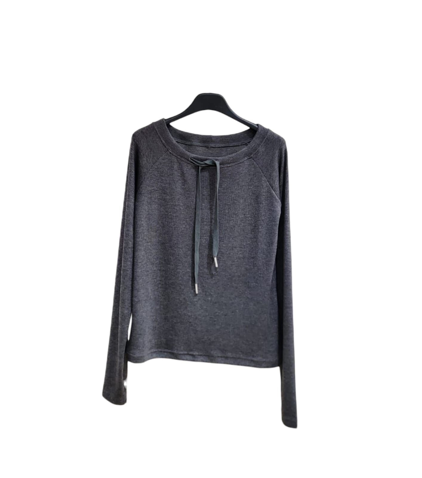 A44 #23667  一字領繩Top -  灰色