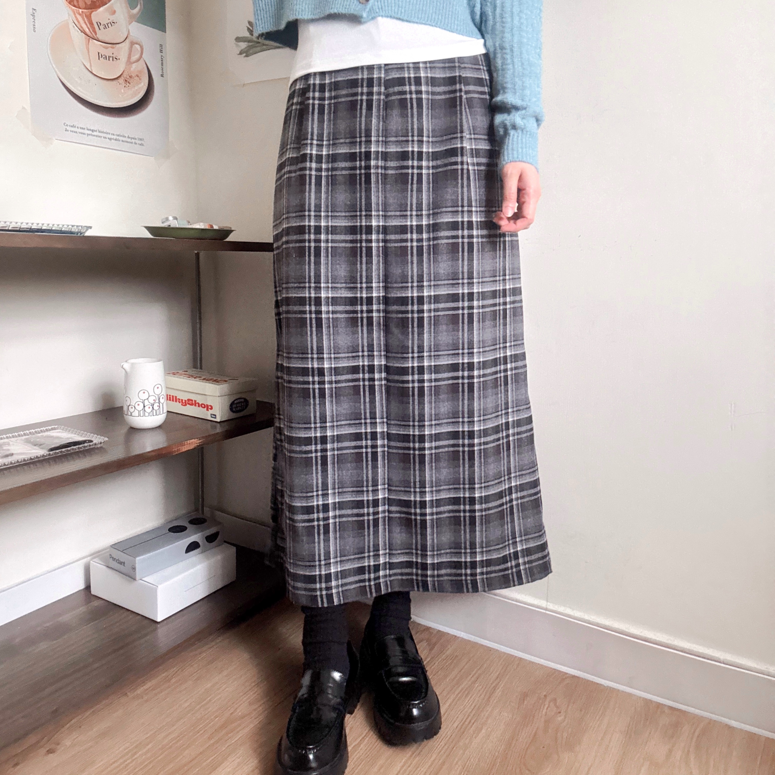 英倫風格仔直身裙