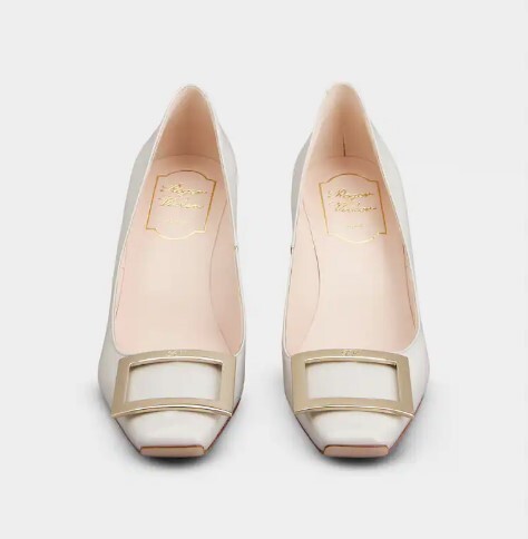 1FF0101-108 ROGER VIVIER Trompette Pumps in Patent Leather Ice Gray (SS26) #RVW40015280D1PB017 (S-EU-E)