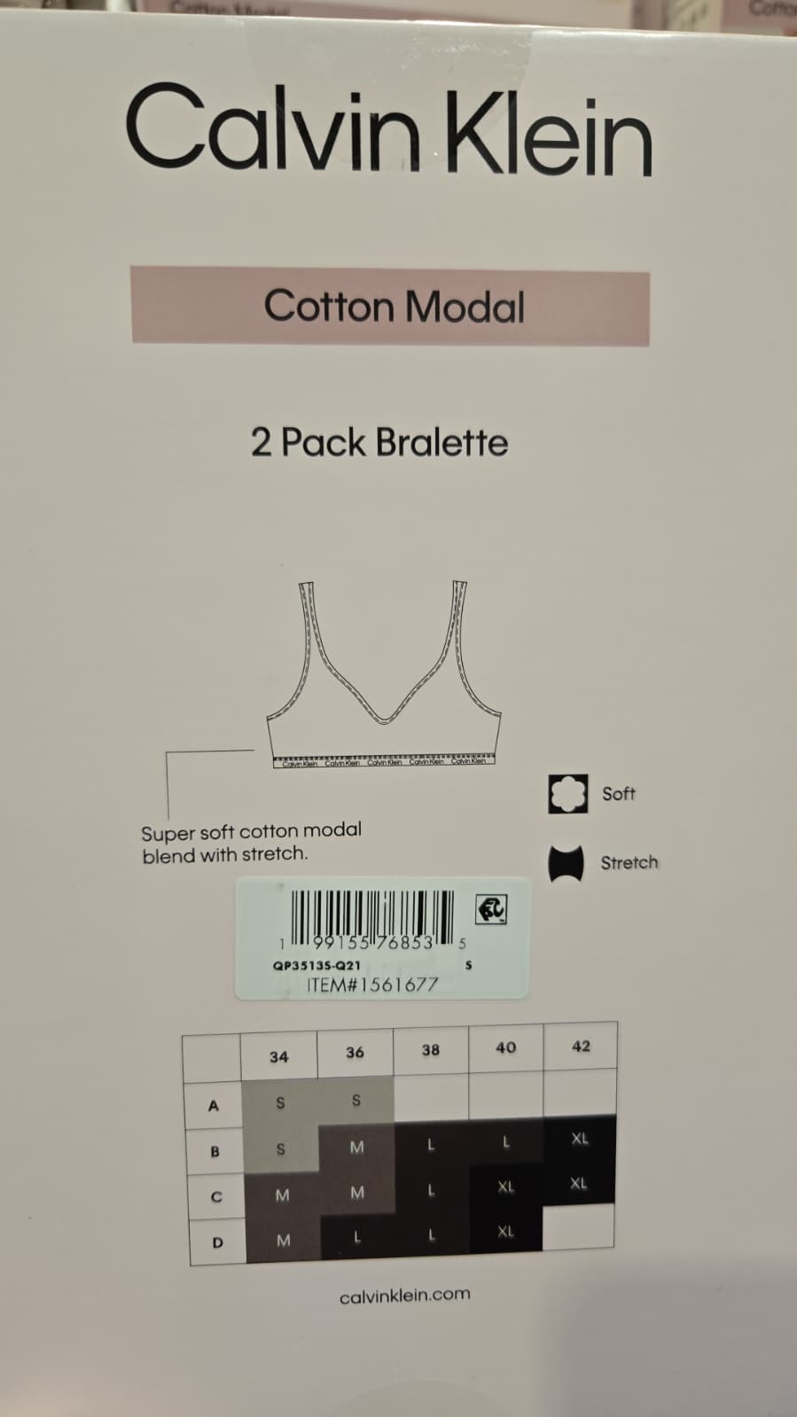 SS102 Calvin Klein cotton 胸圍 2個裝