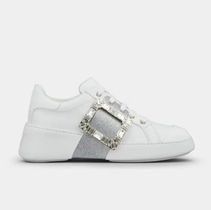 1FF0101-110 ROGER VIVIER Viv' Skate Sneakers in Leather White/Silver (SS26) #RVW54230520LXQB001 (S-EU-E)