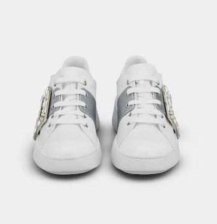 1FF0101-110 ROGER VIVIER Viv' Skate Sneakers in Leather White/Silver (SS26) #RVW54230520LXQB001 (S-EU-E)