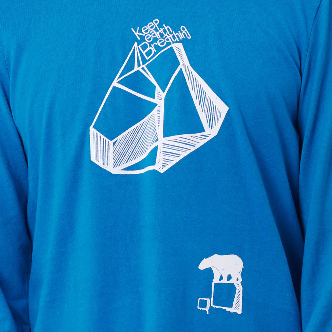 Keep earth breathing 長袖 蜜桃棉 男T 海藍