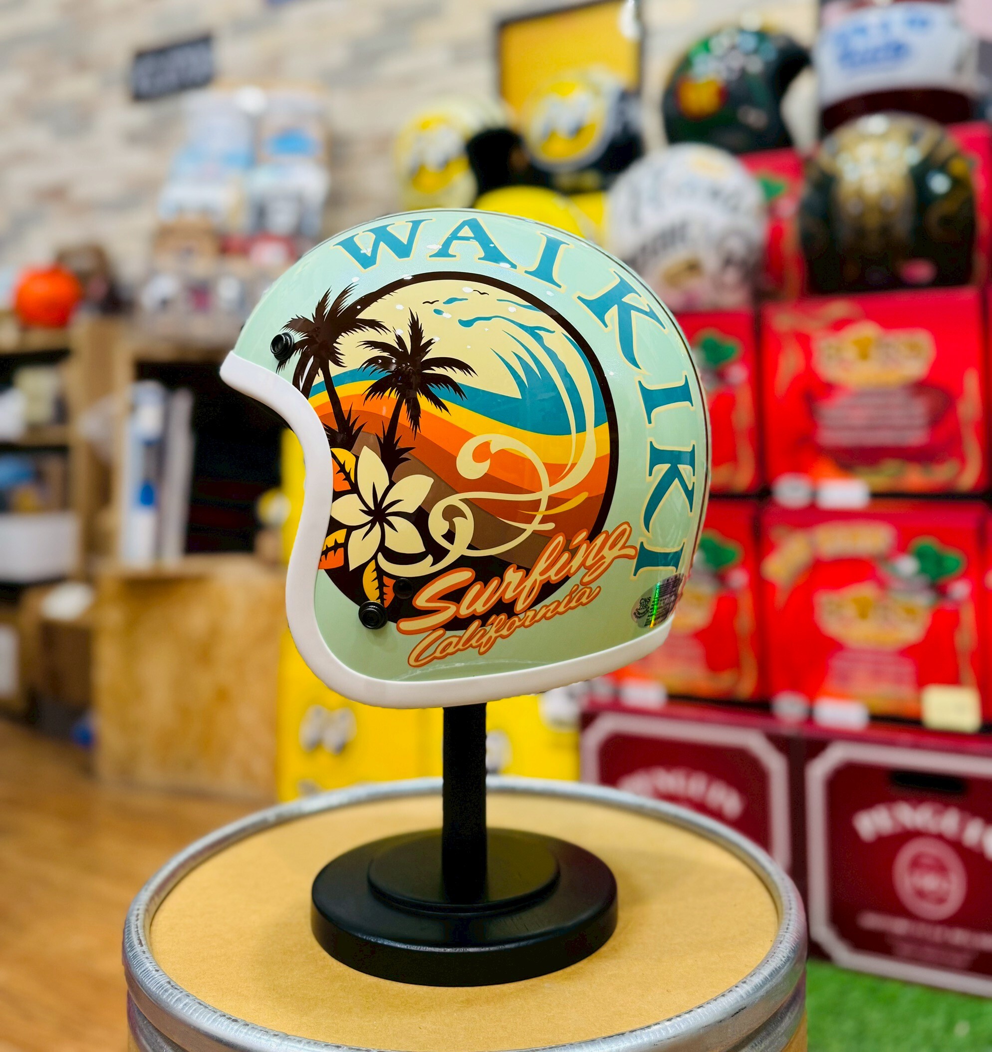 3JFT Hawaii-夏威夷 蒂芬妮色 復古帽 3/4罩