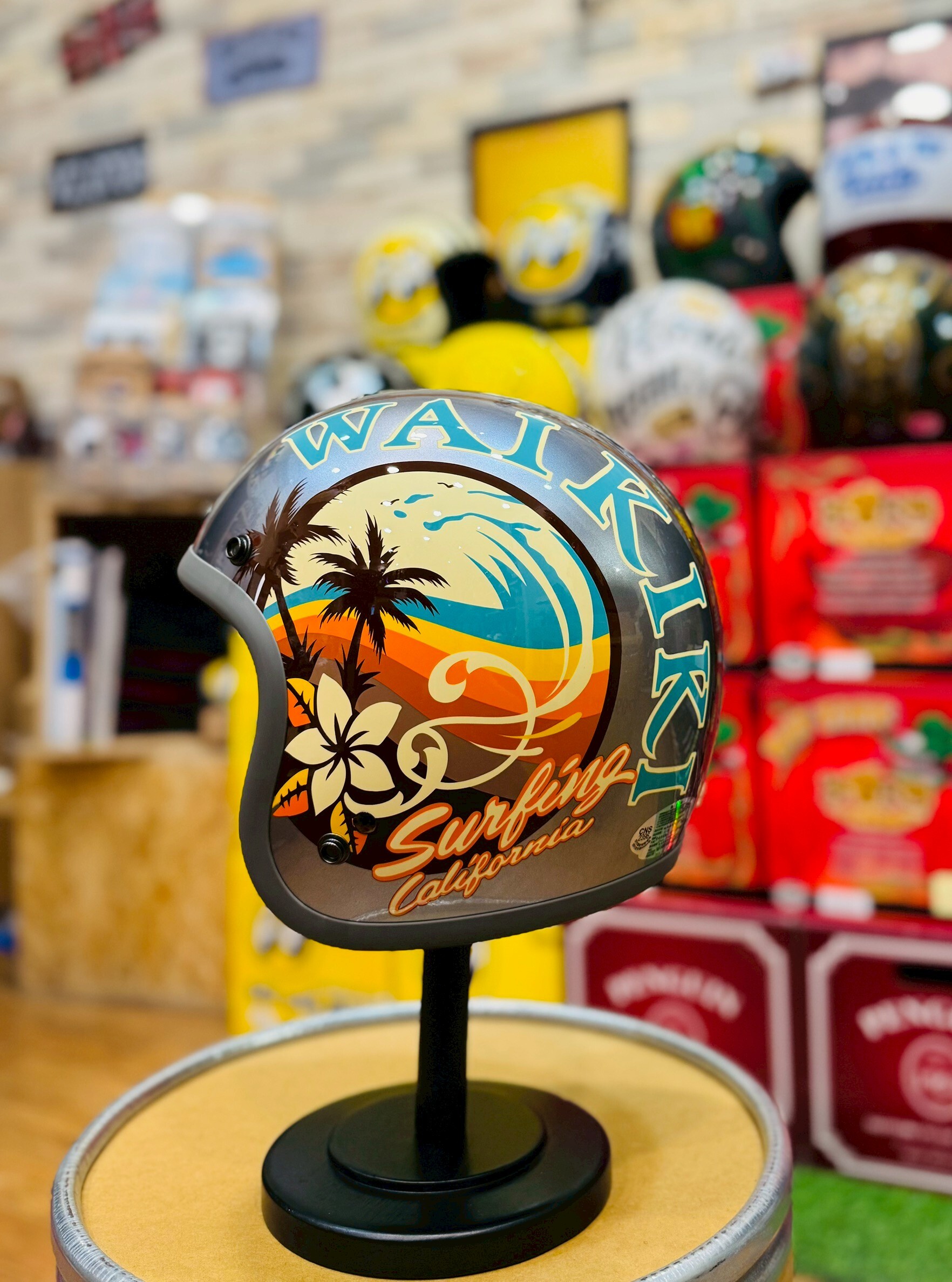 3JFT Hawaii-夏威夷 浪銀色 復古帽 3/4罩