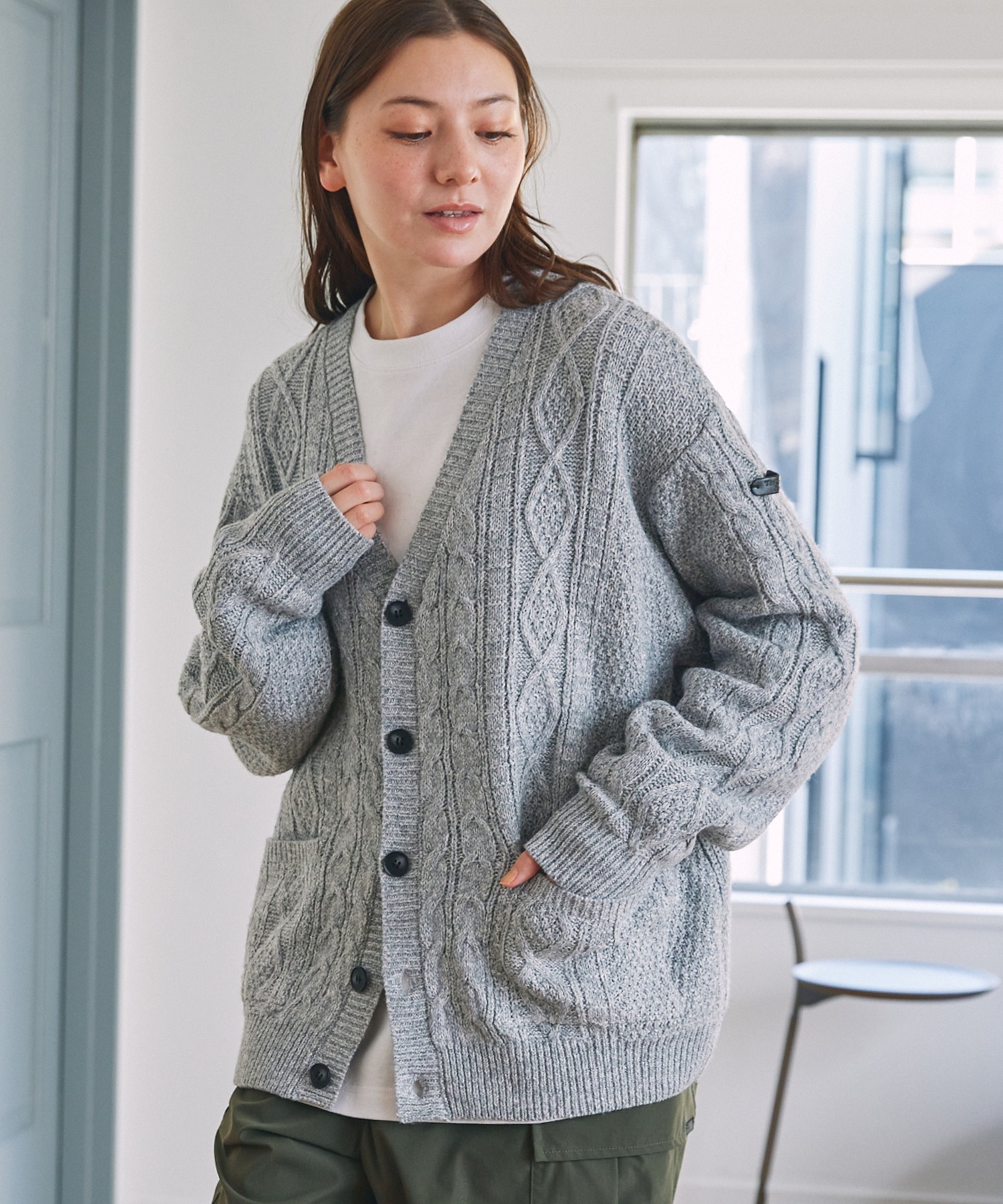 🇯🇵The craft crew 麻花針織V領開襟衫 TCCP cd908