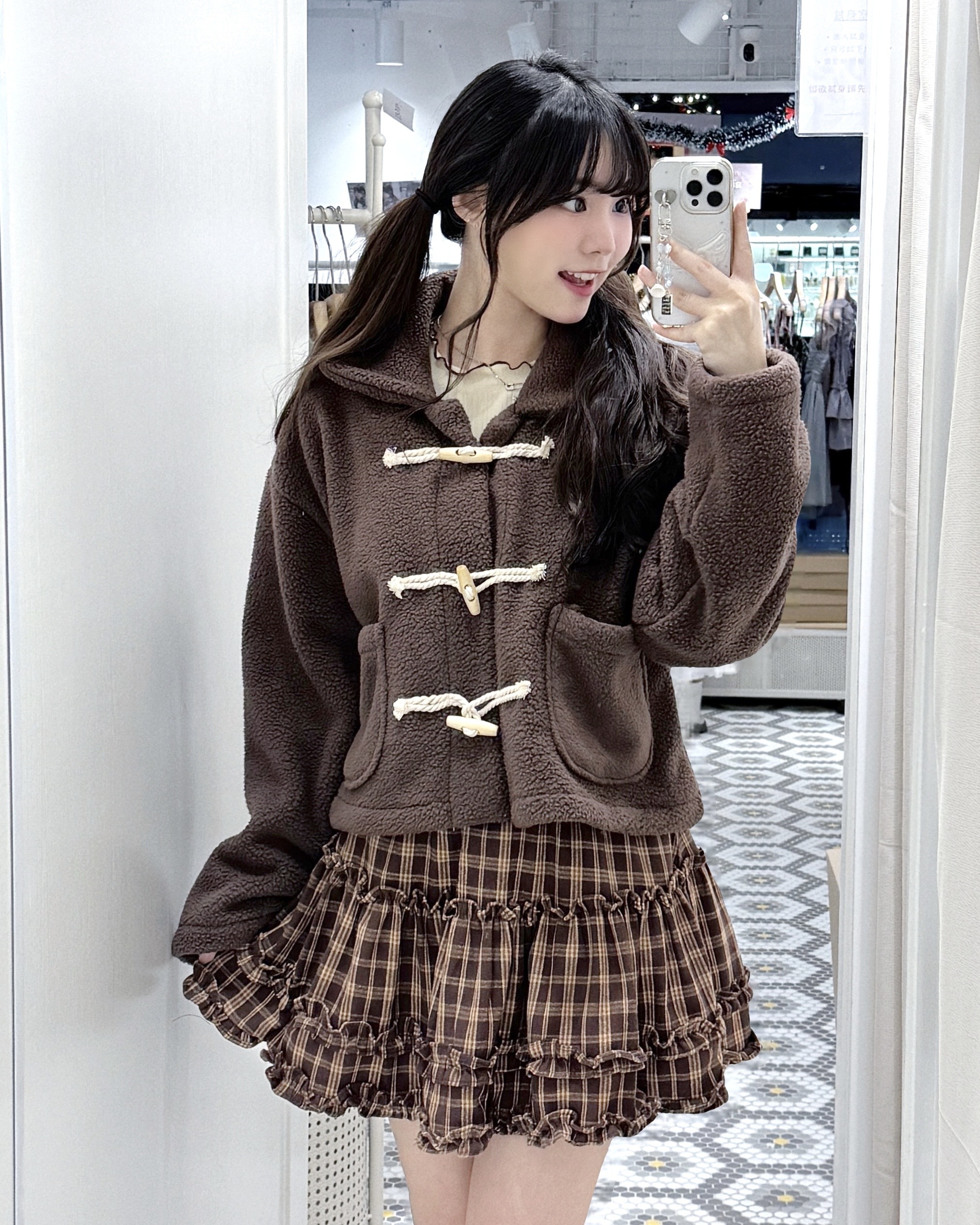 （停產）JK0386｜超保暖!!毛氈質地牛角扣外套🐮 ♡‧₊˚