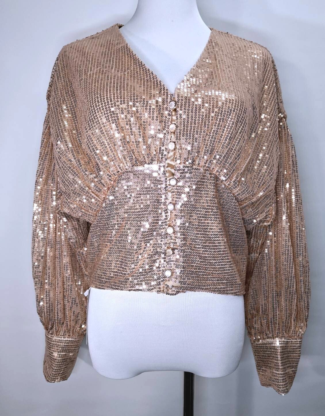 韓系名媛風 V 領燈籠袖短版上衣 C80