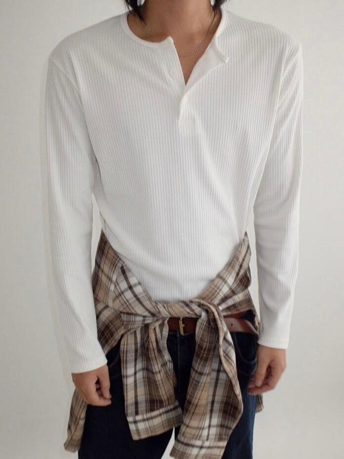 淨色半開胸長袖衫 GAMBLE-061T