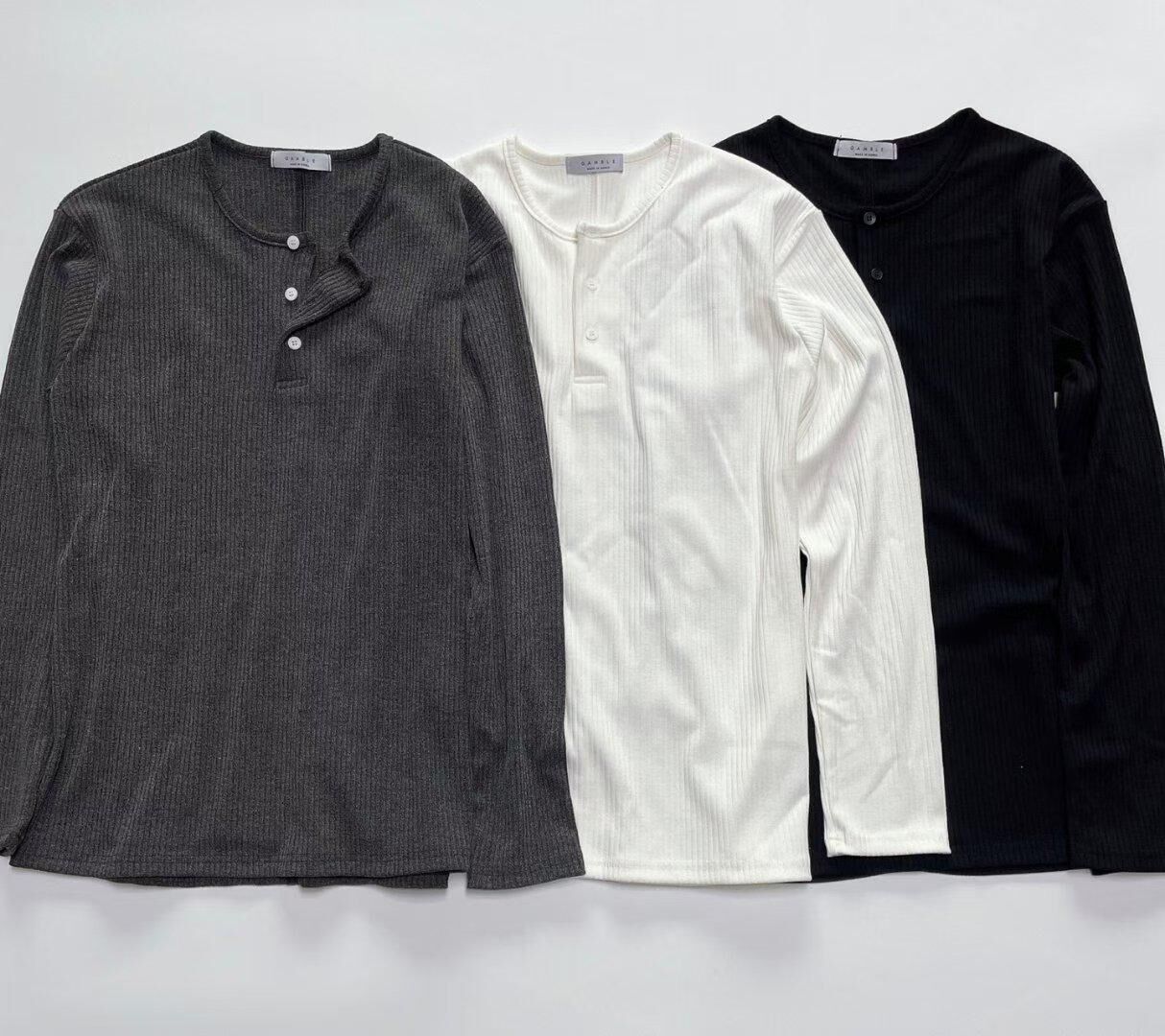 淨色半開胸長袖衫 GAMBLE-061T