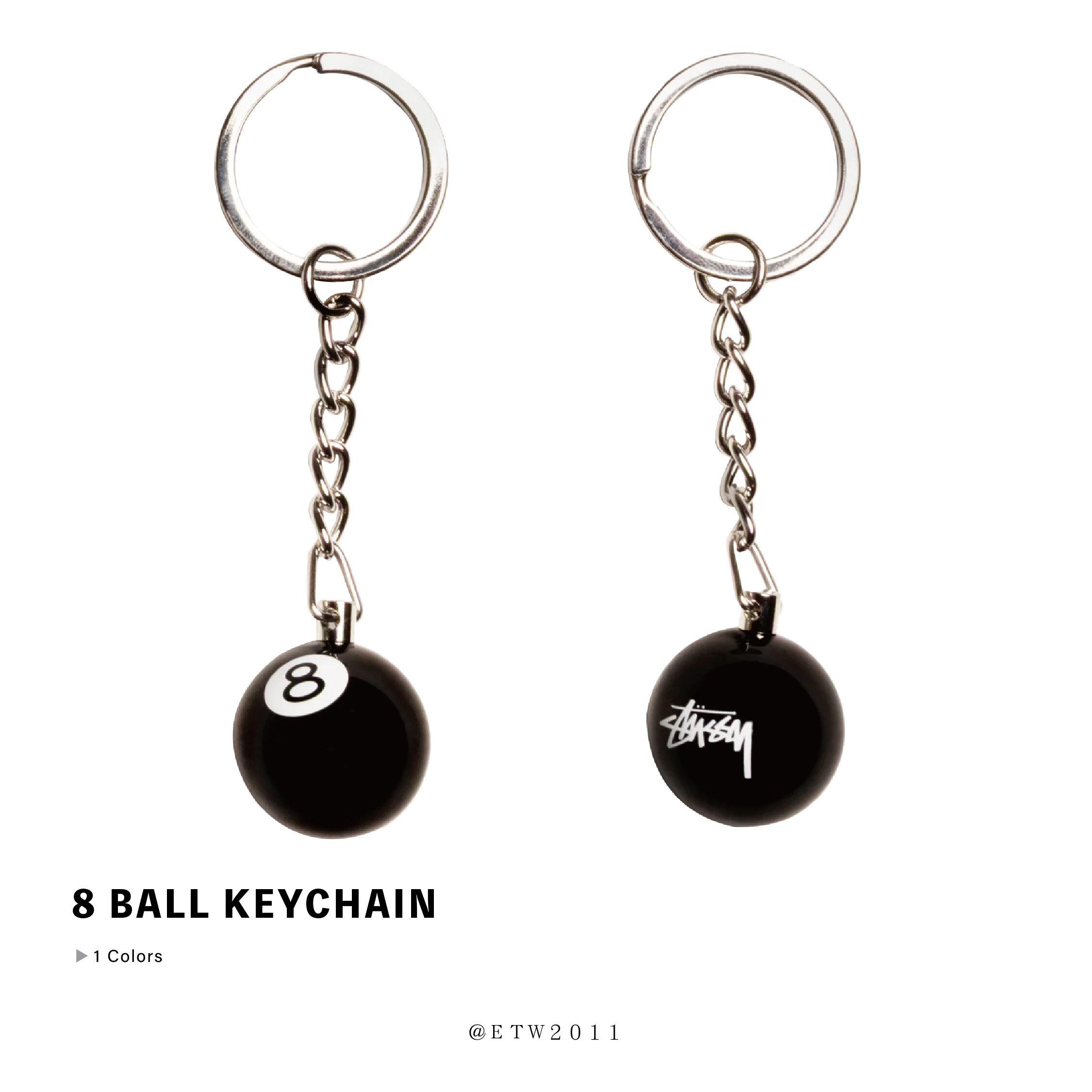 ☆ETW☆【EASY TO WEAR】STUSSY 8 BALL KEYCHAIN 八號球 吊飾 鑰匙圈 掛件