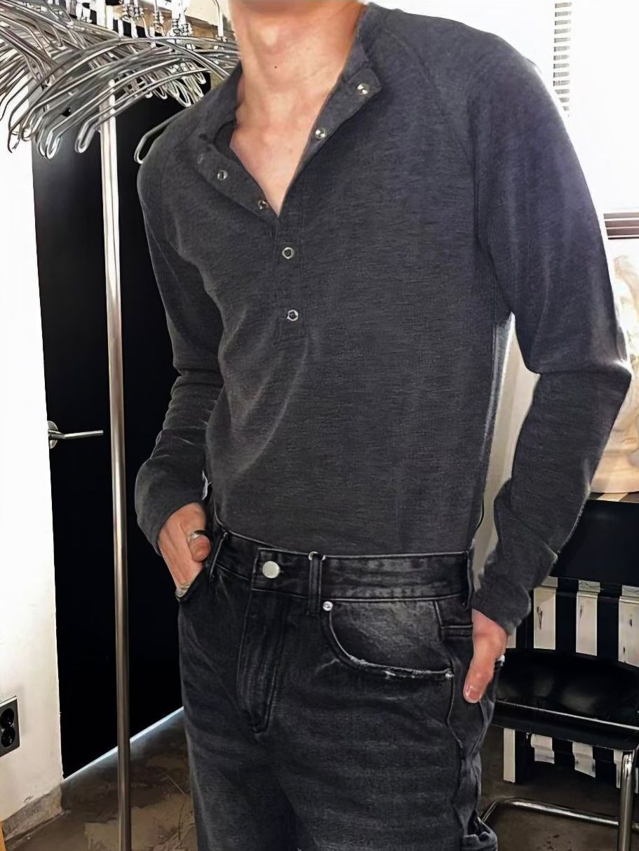 淨色半開胸長袖衫 GAMBLE-063T