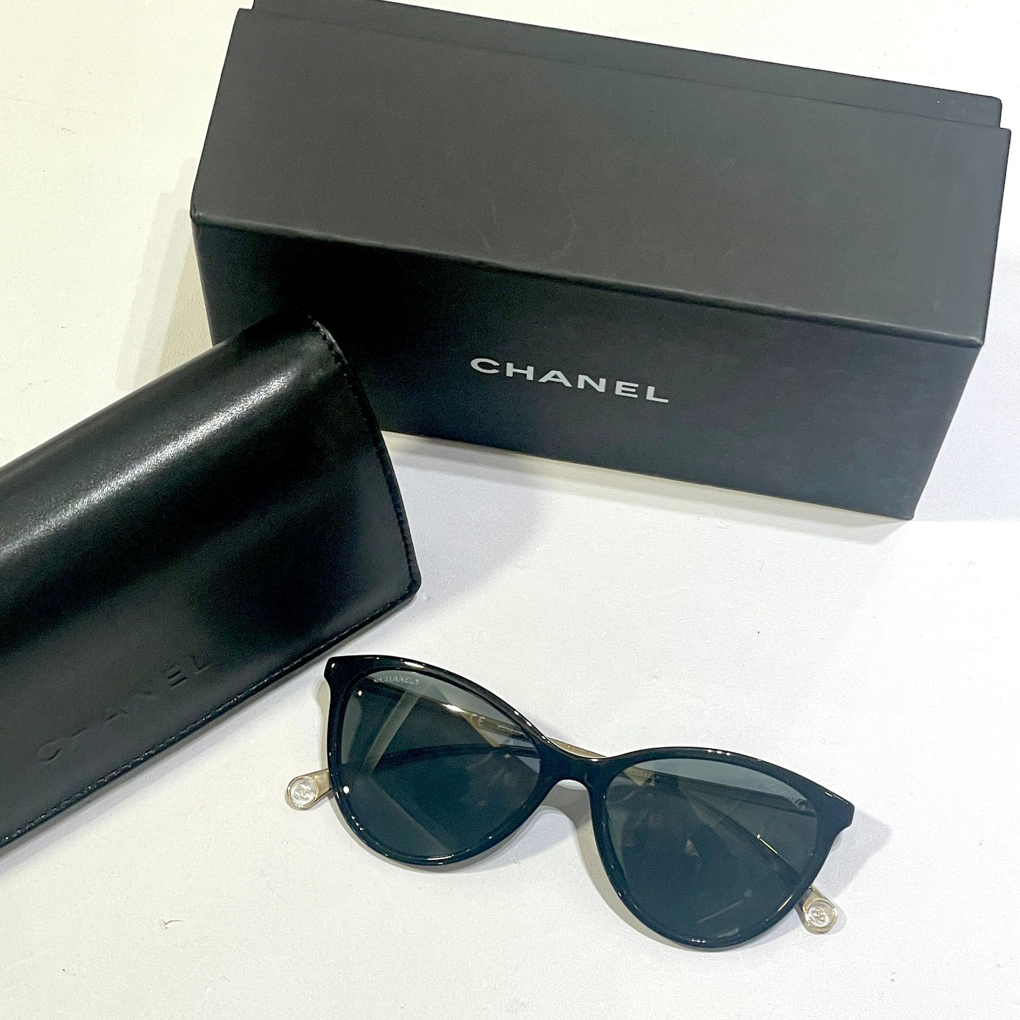 全新CHANEL貓眼太陽眼鏡A71435 CHANEL GLASSES  黑色樹脂金屬臂  #可配度數鏡片 #BRAND NEW#香榭站正品