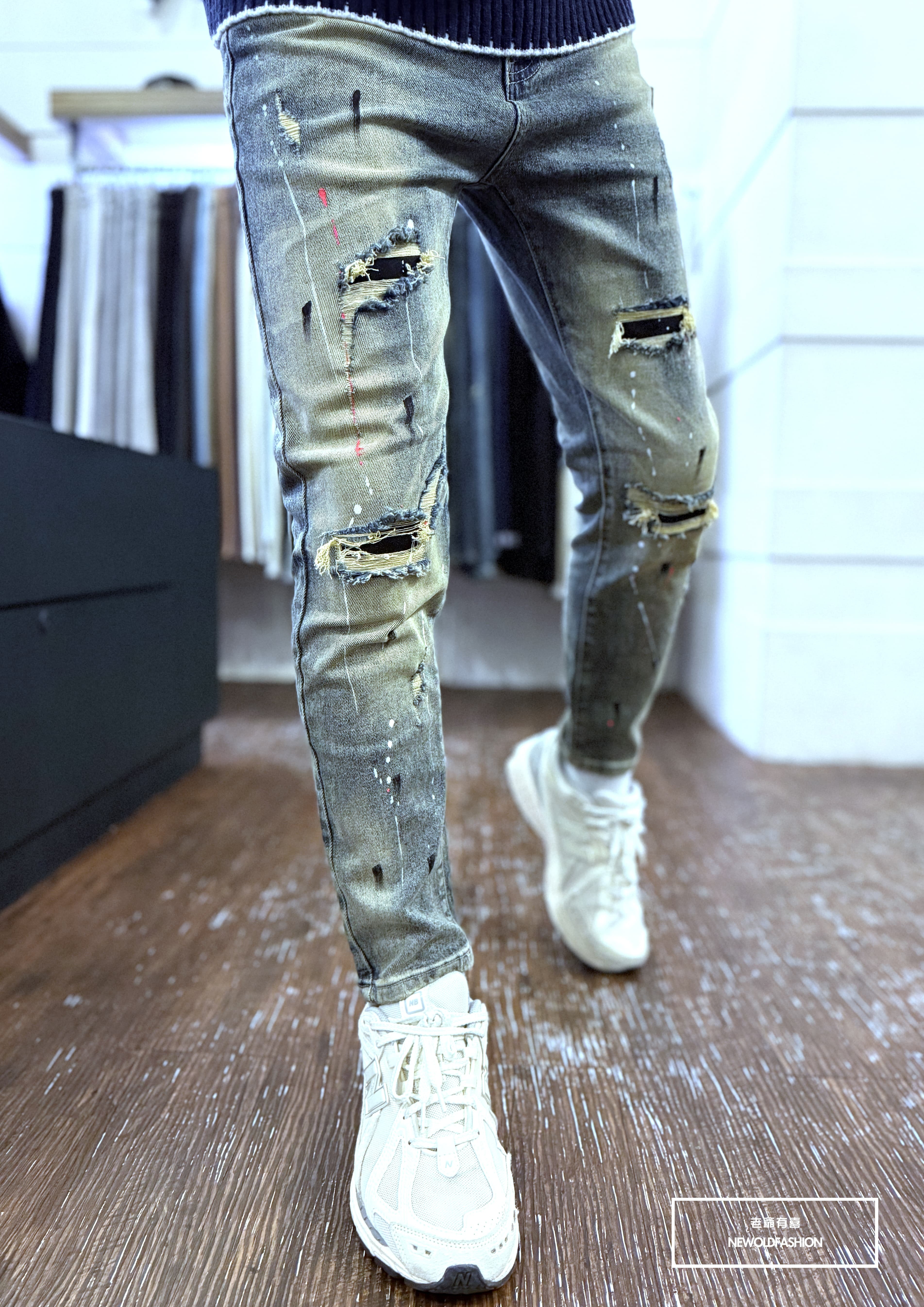 『官網限定』重磅撞色噴漆補丁九分小直筒(NOF25123011)