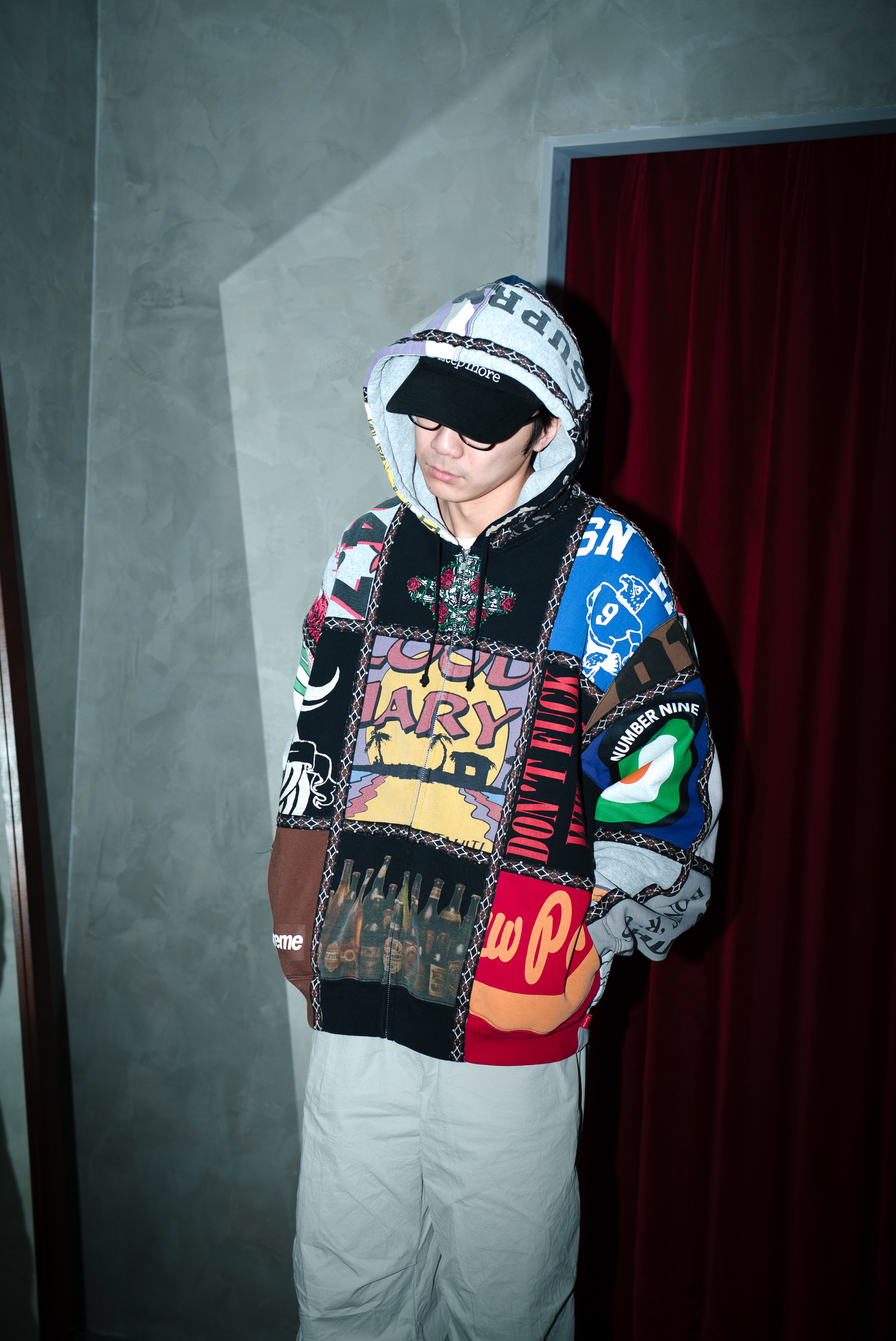 Supreme®/Number (N)ine® Patchwork Zip Up Hooded Sweatsh