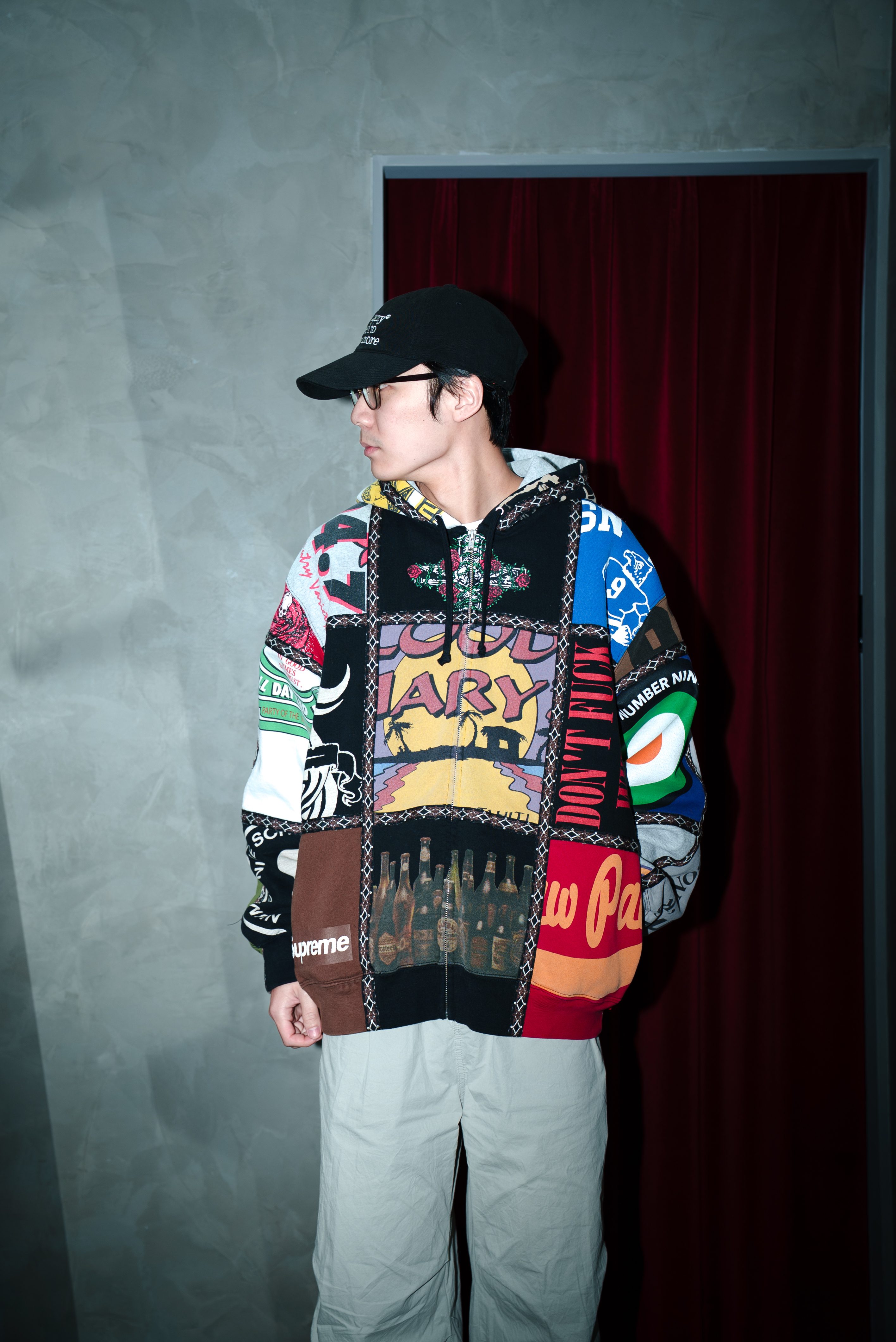 Supreme®/Number (N)ine® Patchwork Zip Up Hooded Sweatsh