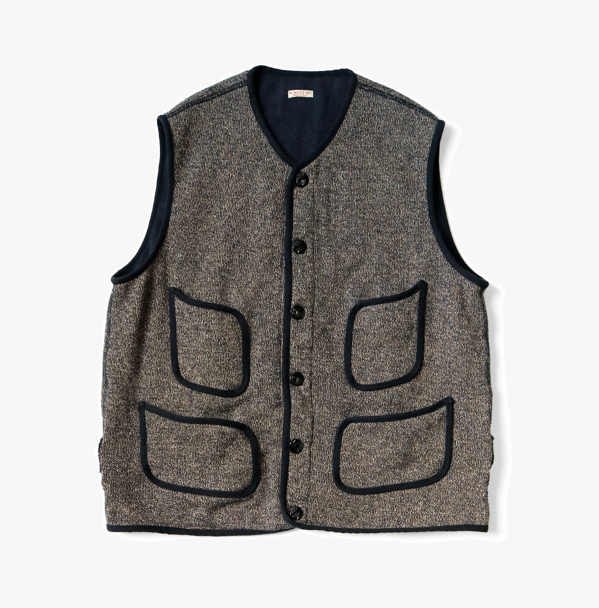 12/28 UPDATED: KAPITAL BEACH FLEECE BEACH VEST - CHARCOAL PRE ORDER ITEM (預訂中)
