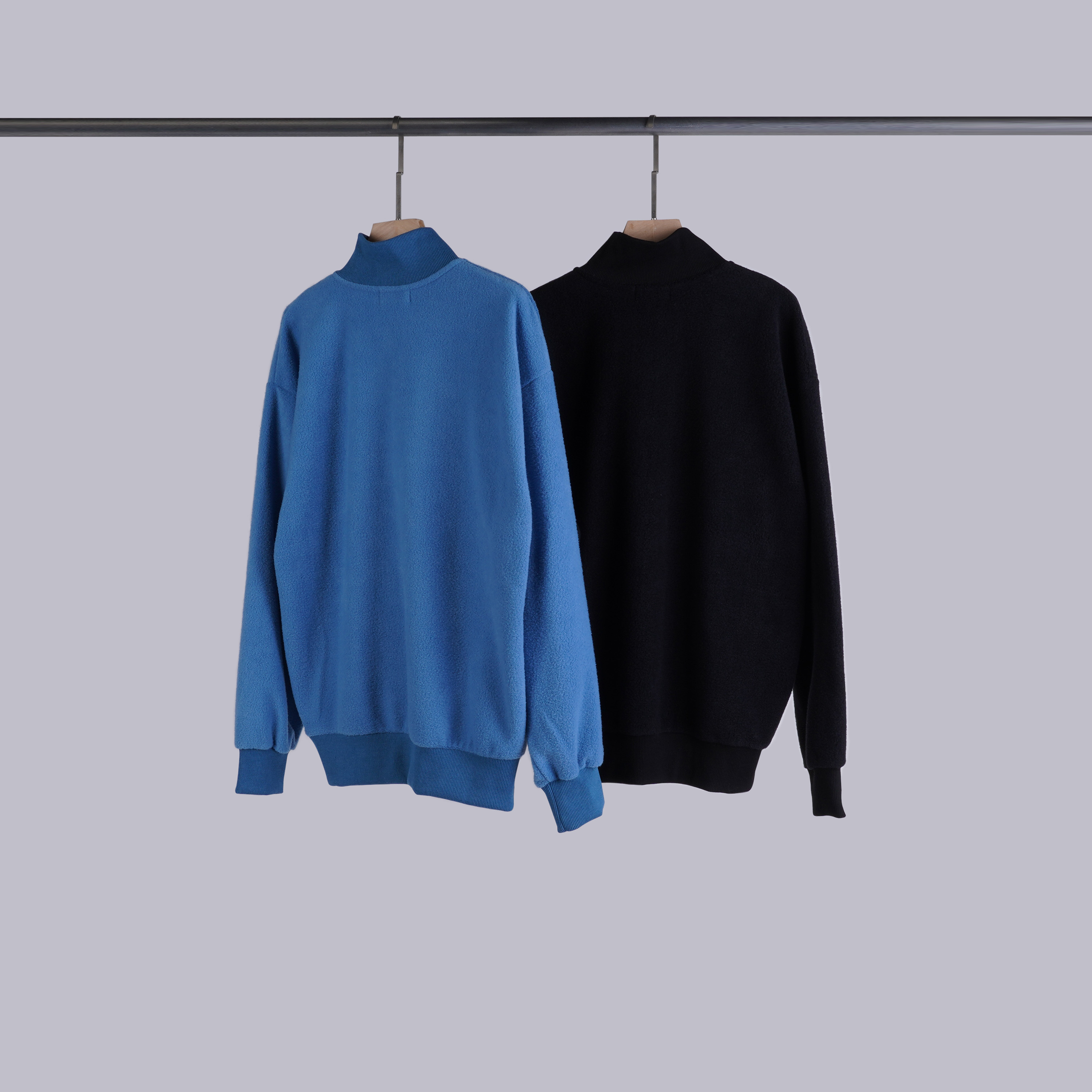 拼接毛毛壓釦立領上衣 | 2色