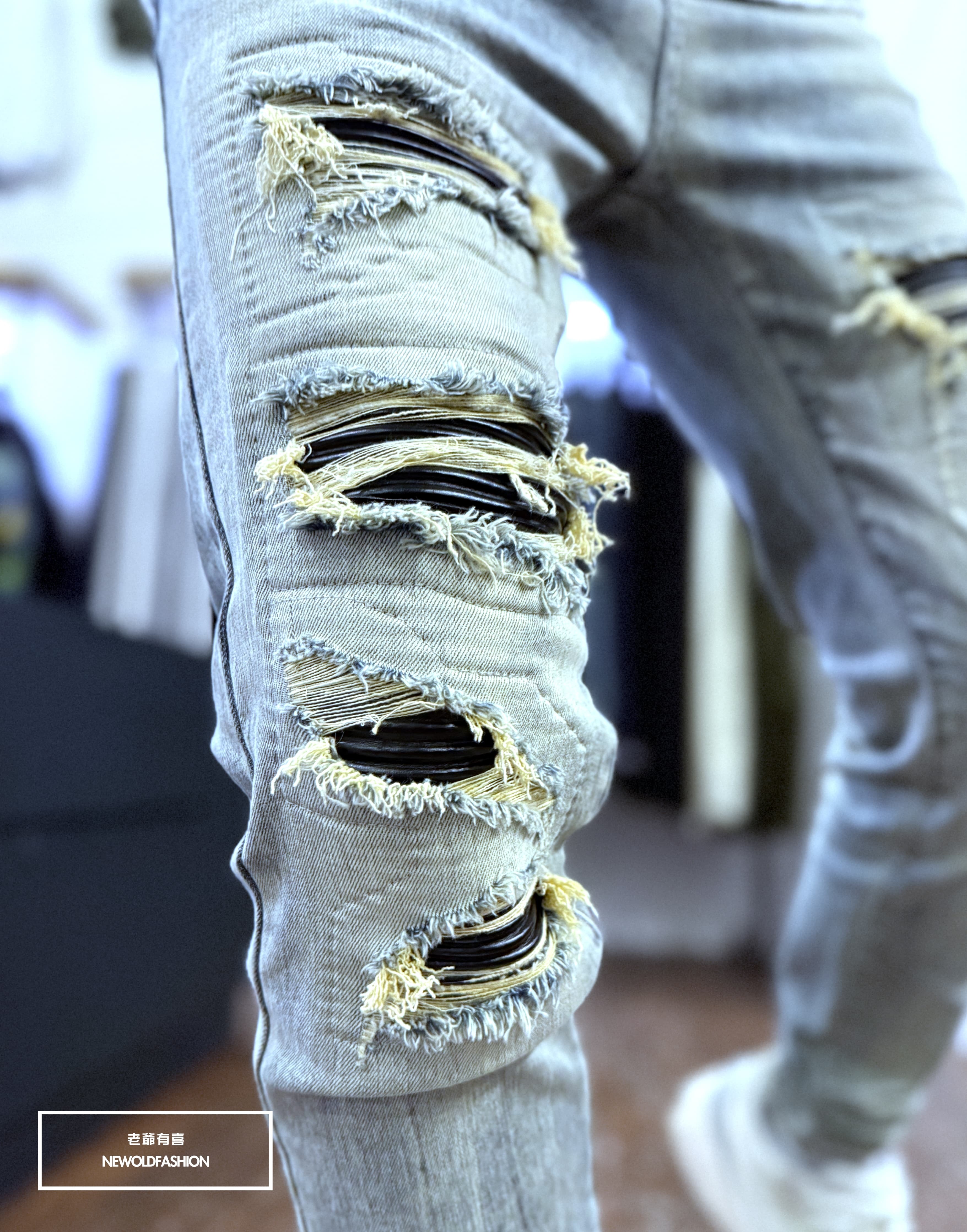 『官網限定』重磅灰藍闇黑皮革小直筒(NOF25123009)