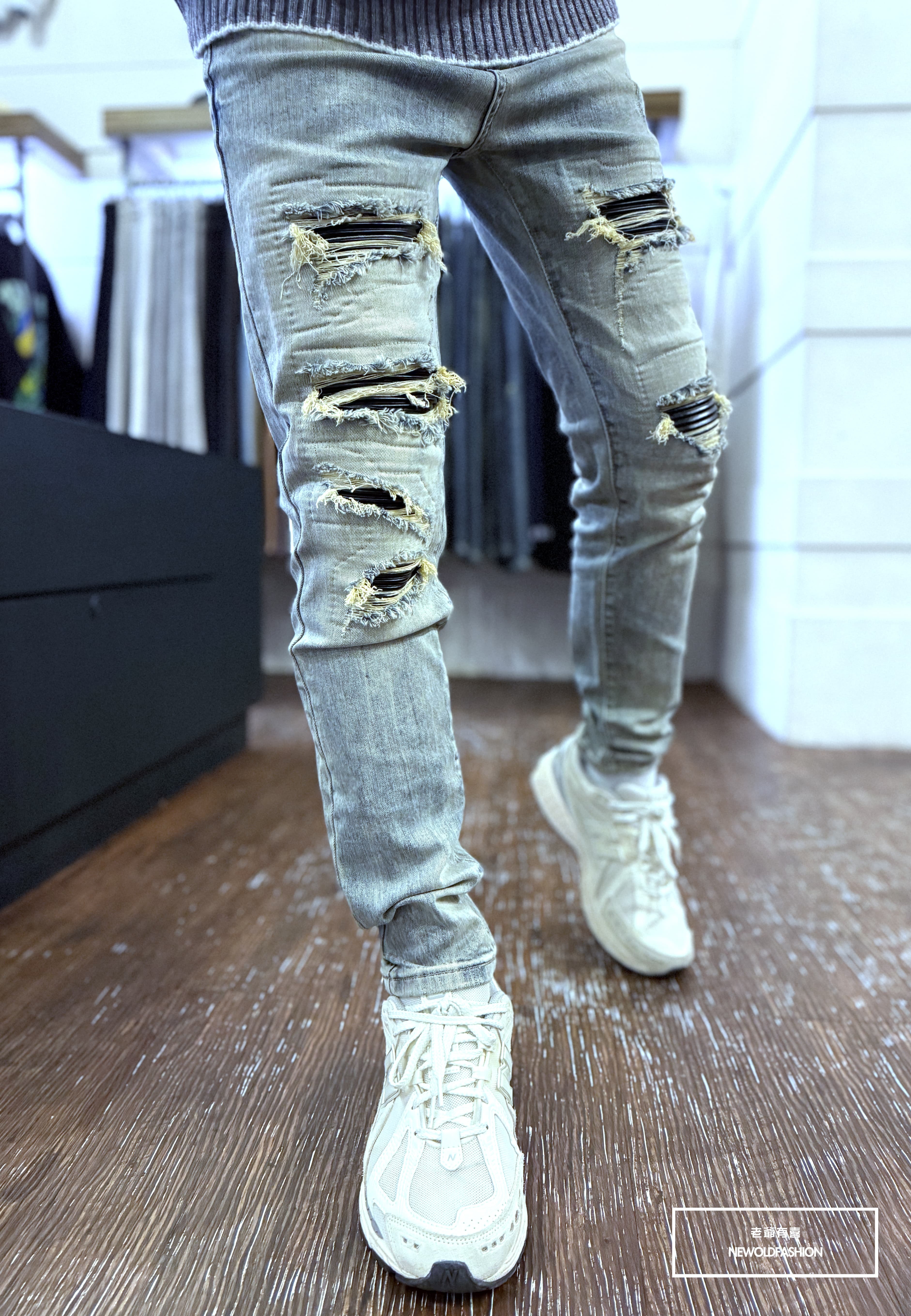 『官網限定』重磅灰藍闇黑皮革小直筒(NOF25123009)