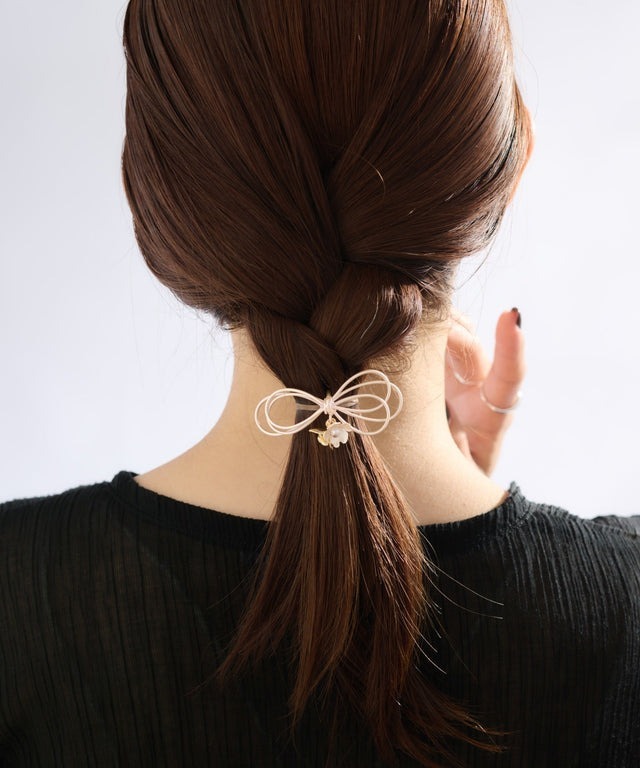 金屬絲蝴蝶結花朵髮插