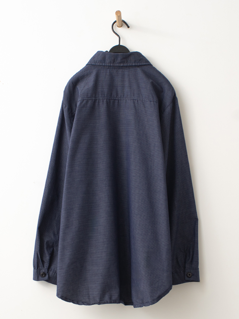 童趣貓咪棉質條紋長袖襯衫