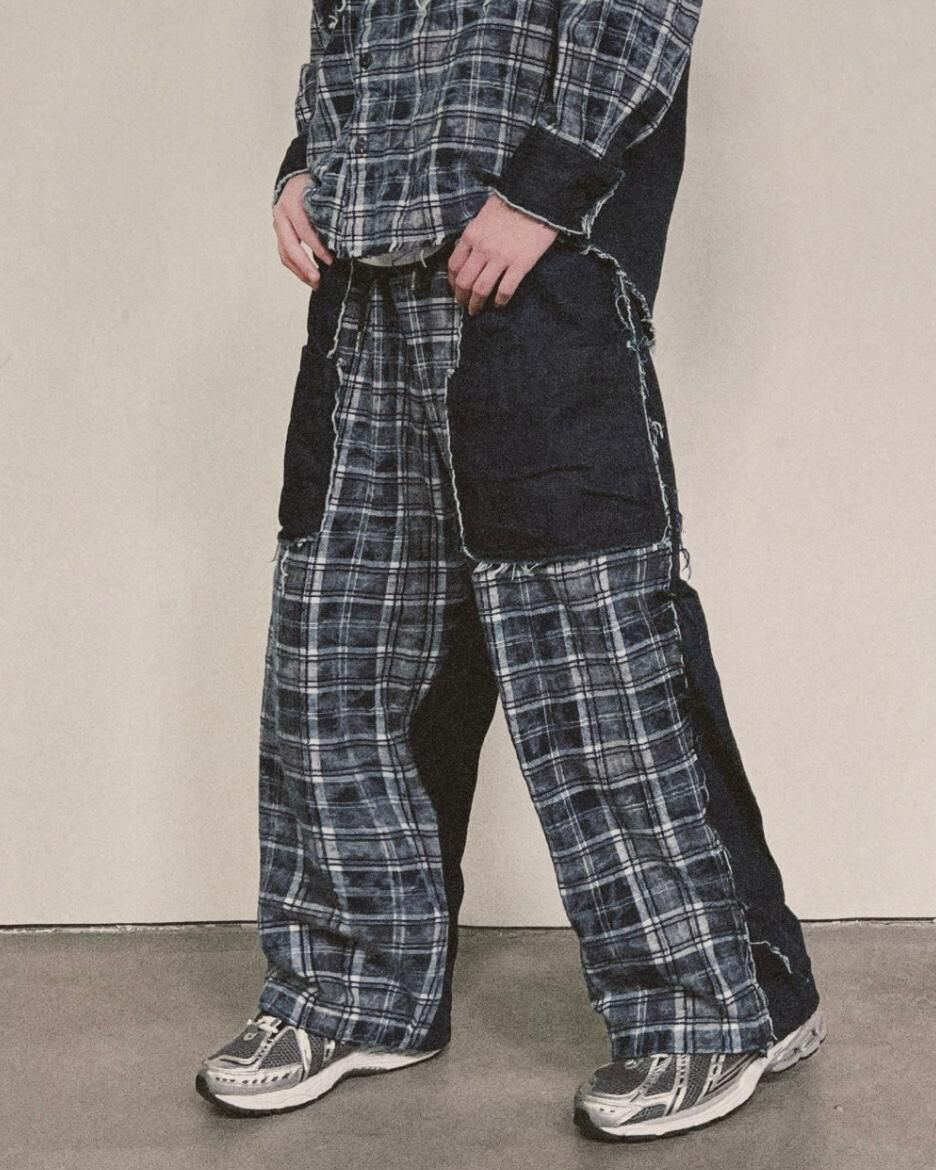 格仔可束腳鬆身褲 TAC-0375P