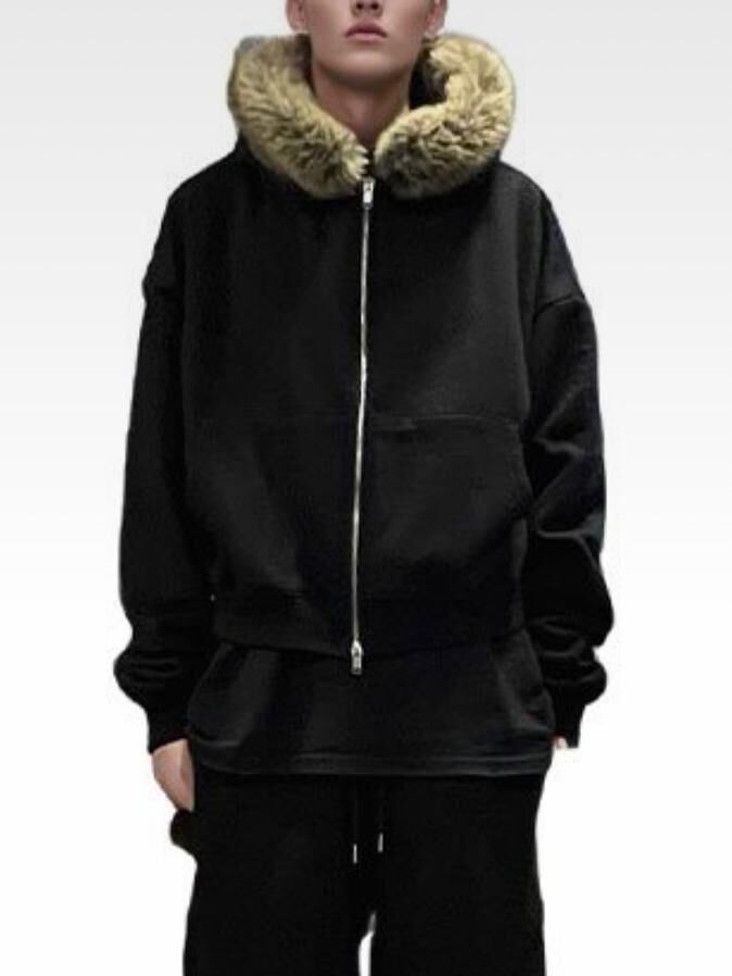 毛毛帽拉鍊外套 TAC-0381JK