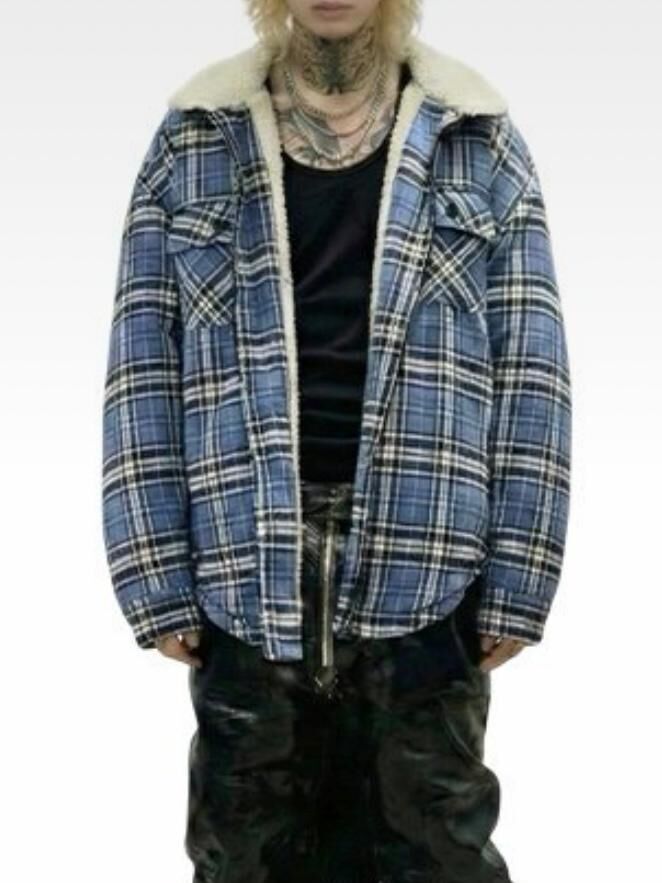 格仔長袖恤衫外套(絨毛底) TAC-0382JK