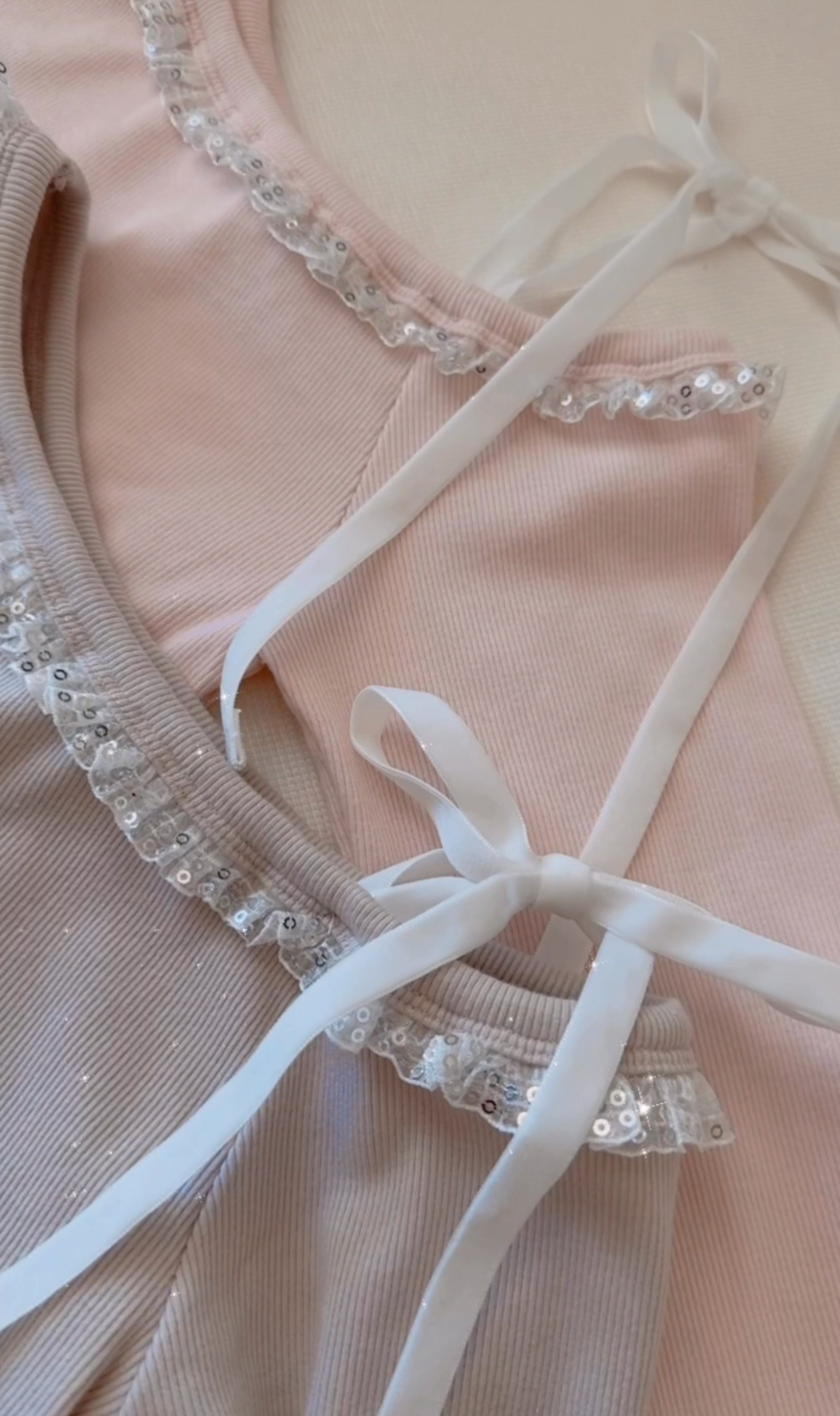 *BJ2 MADE SERIES* THE GLITTERY CHECKED LACE OPEN SHOULDER RIBBON TOP 251228