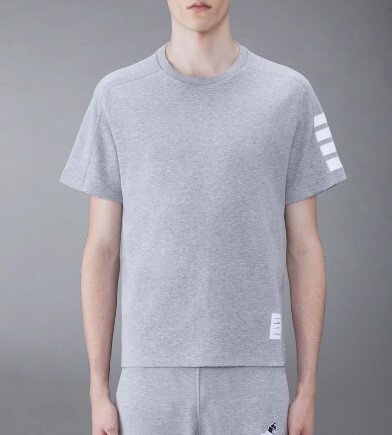 1FF0101-128 THOM BROWNE Milano Cotton 4-Bar Tee LT Grey (SS26) #MJS246A-07323-055 (C-EU-E)