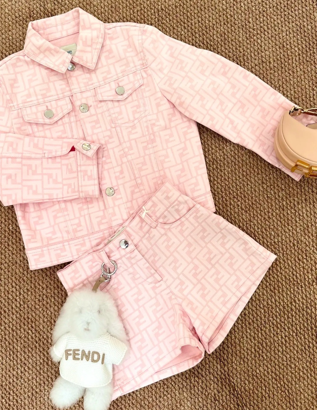 FF kids monogram 粉色 短身牛仔褸