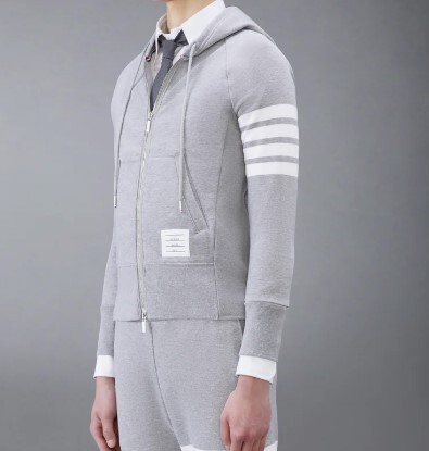1FF0101-132 THOM BROWNE Classic Loopback 4-Bar Full Zip Hoodie Light Grey (SS26) #MJT022H-00535-068 (C-EU-E)