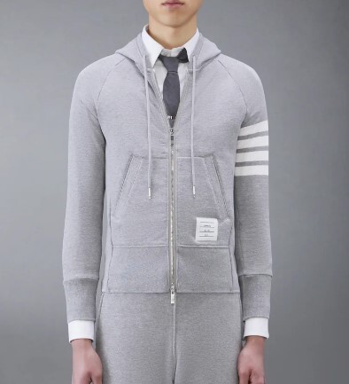 1FF0101-132 THOM BROWNE Classic Loopback 4-Bar Full Zip Hoodie Light Grey (SS26) #MJT022H-00535-068 (C-EU-E)