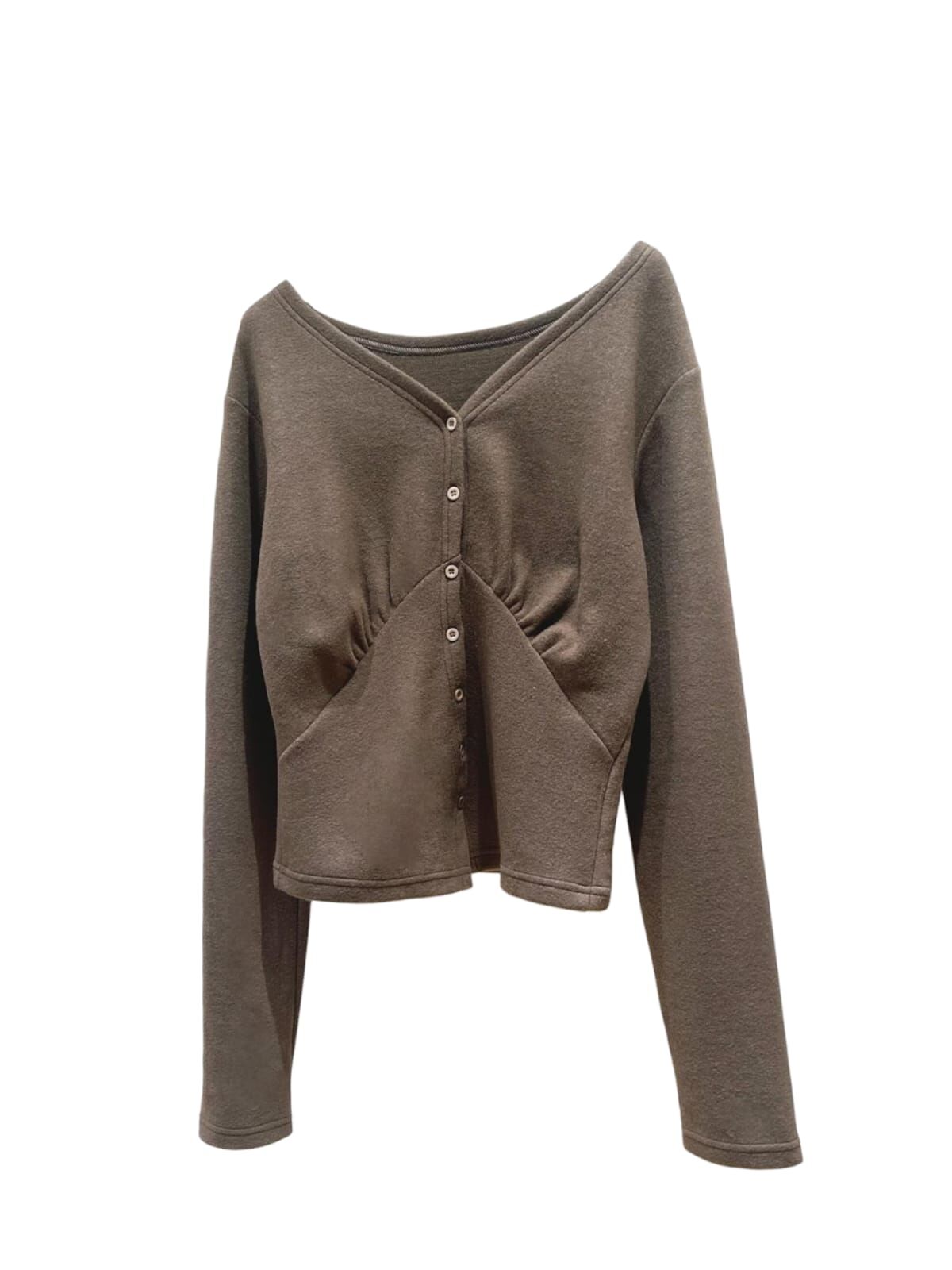 A48 #22990 胸接褶接褶top -  啡色