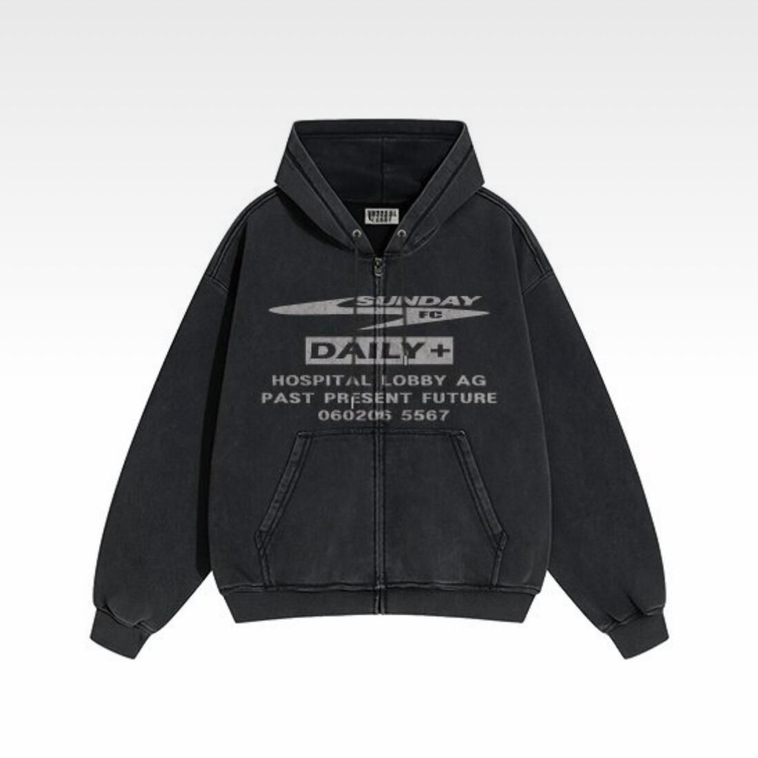 洗水英文字連帽拉鍊外套 TAC-0386JK